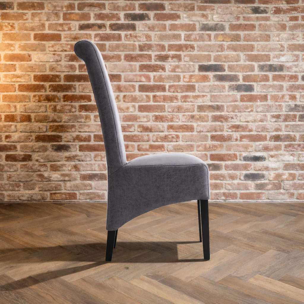 London Antique Faux Leather Dining Chair | Grey - Image 2