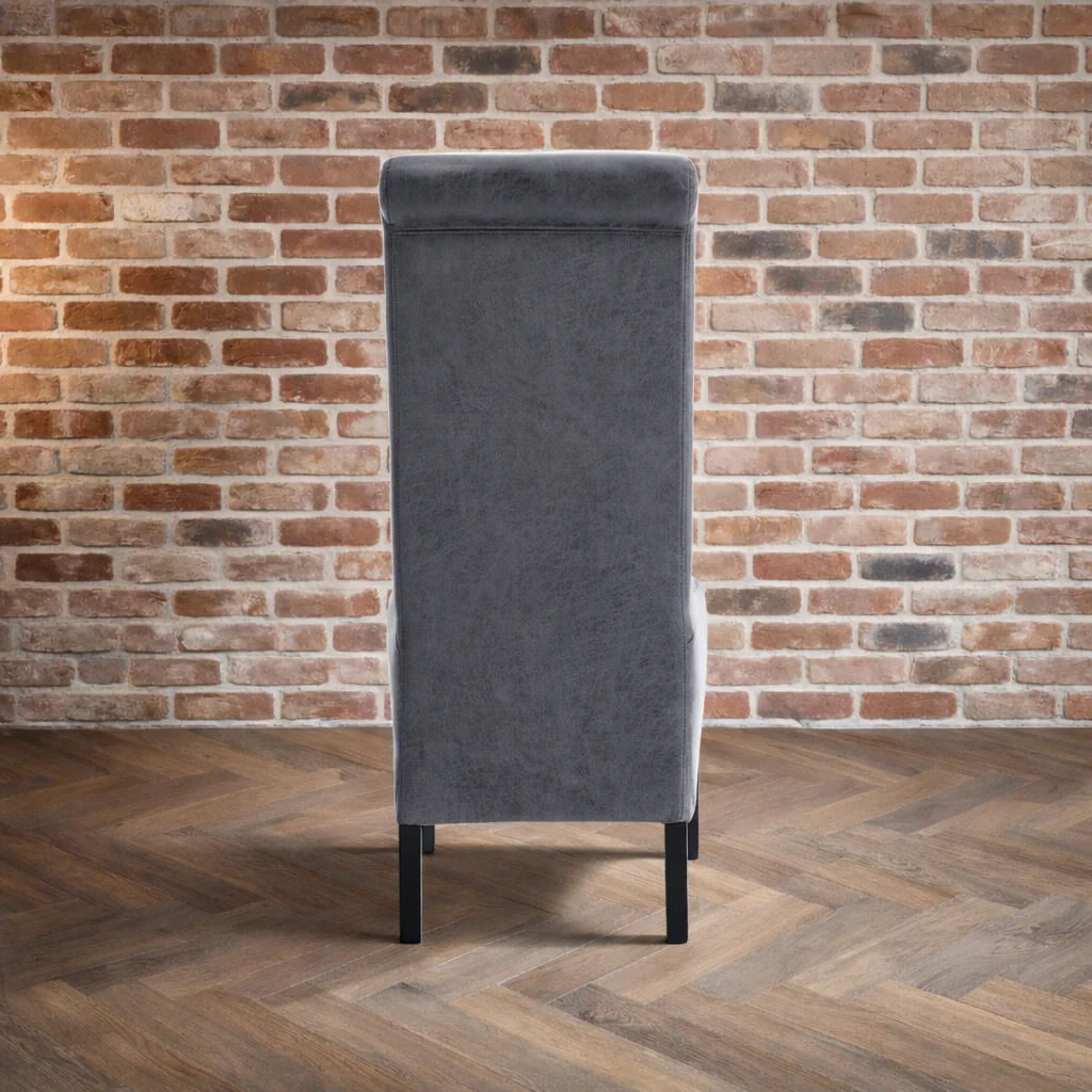 London Antique Faux Leather Dining Chair | Grey - Image 3