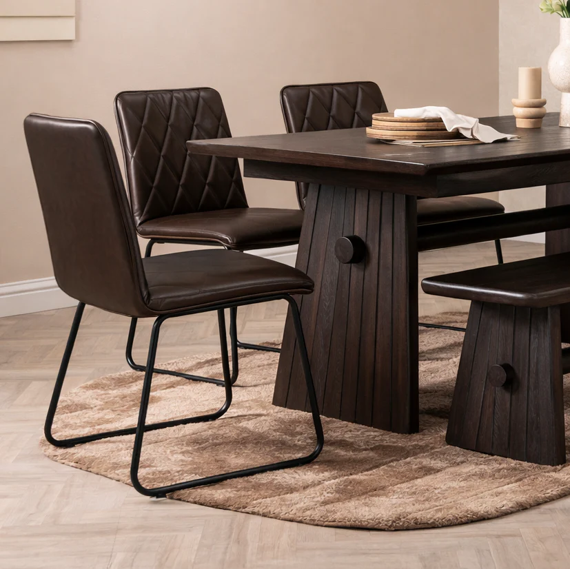 Louis Faux Leather Dining Chair | Dark Brown