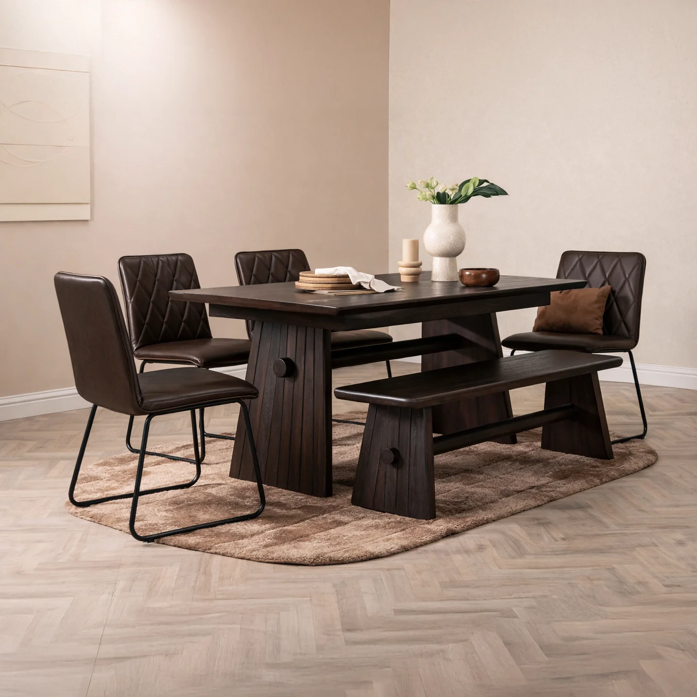 Louis Faux Leather Dining Chair | Dark Brown - Image 2