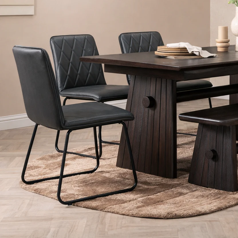 Louis Faux Leather Dining Chair | Grey