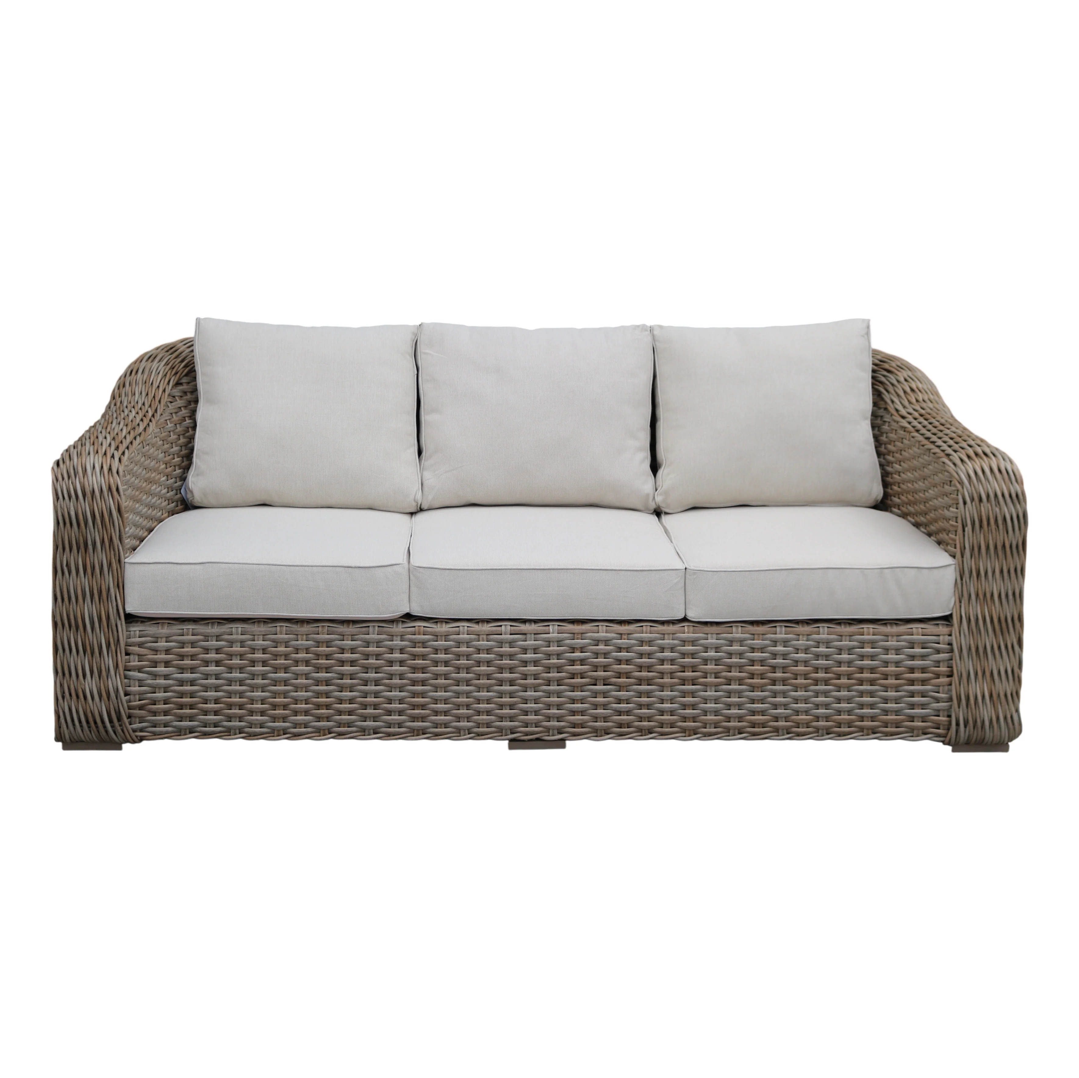 Miami Garden 3 Seater Sofa Dining Set with Rising Table, Armchairs and Stools - Image 8