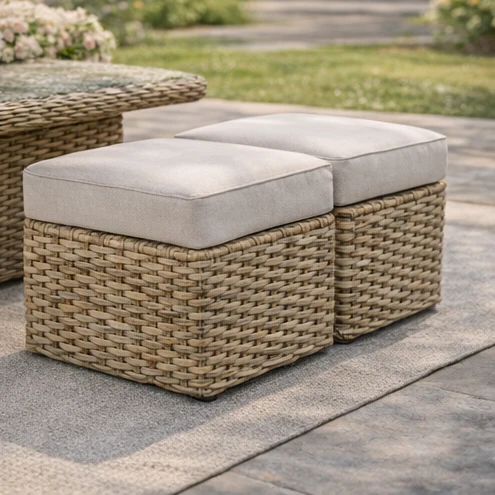 Miami Garden Grande Corner Sofa Dining Set with Rising Table, Armchairs and Stools - Image 6