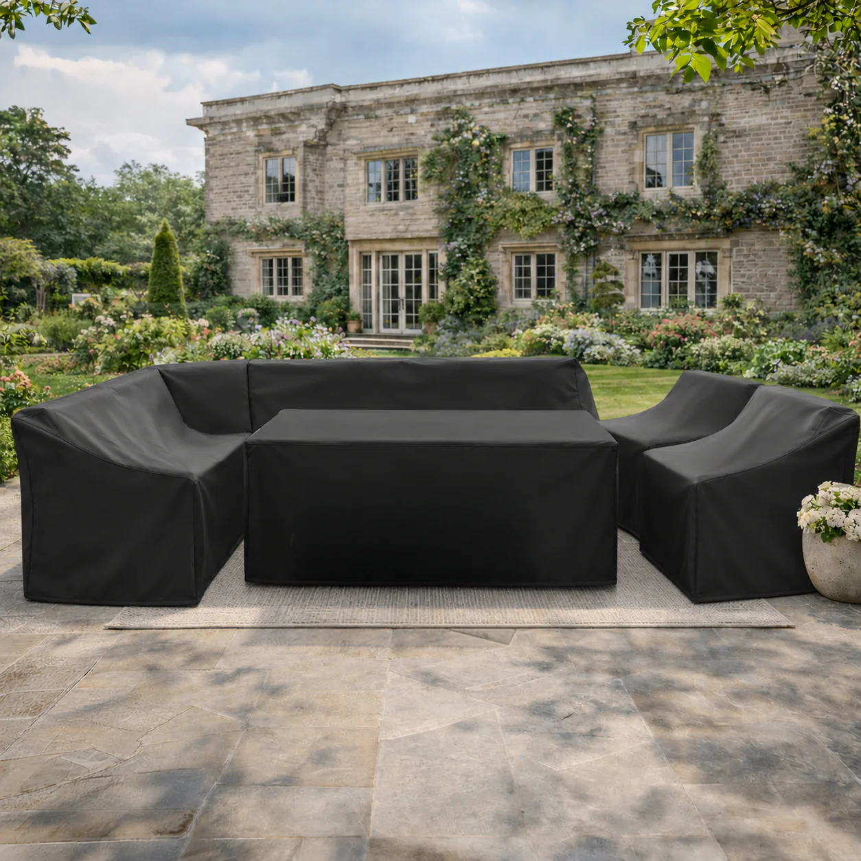 Miami Garden Grande Corner Sofa Dining Set with Rising Table, Armchairs and Stools - Image 7