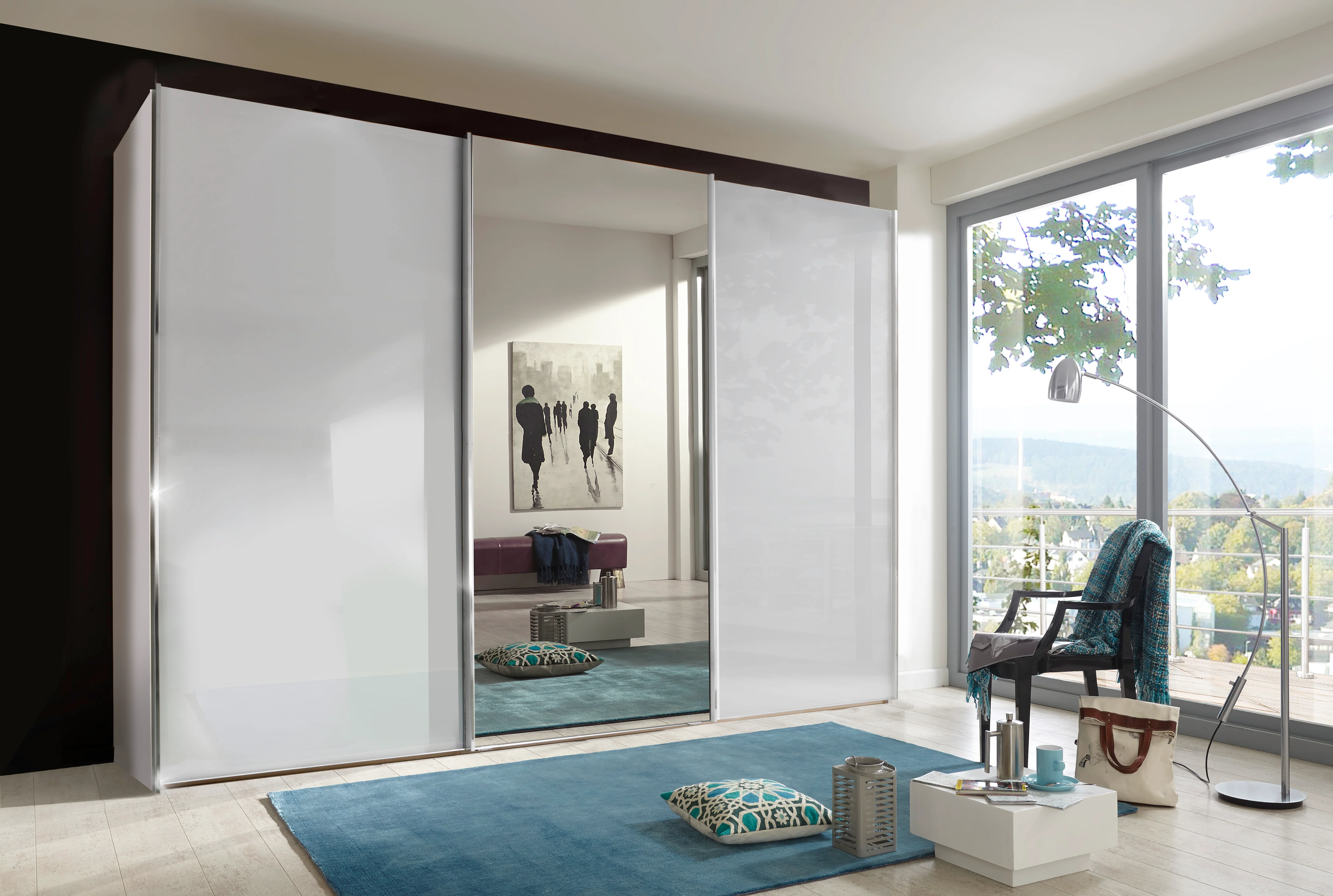 Miami Plus Wiemann 3 Door Sliding Wardrobe With Glass Door & Mirrored Door 280cm - Image 5