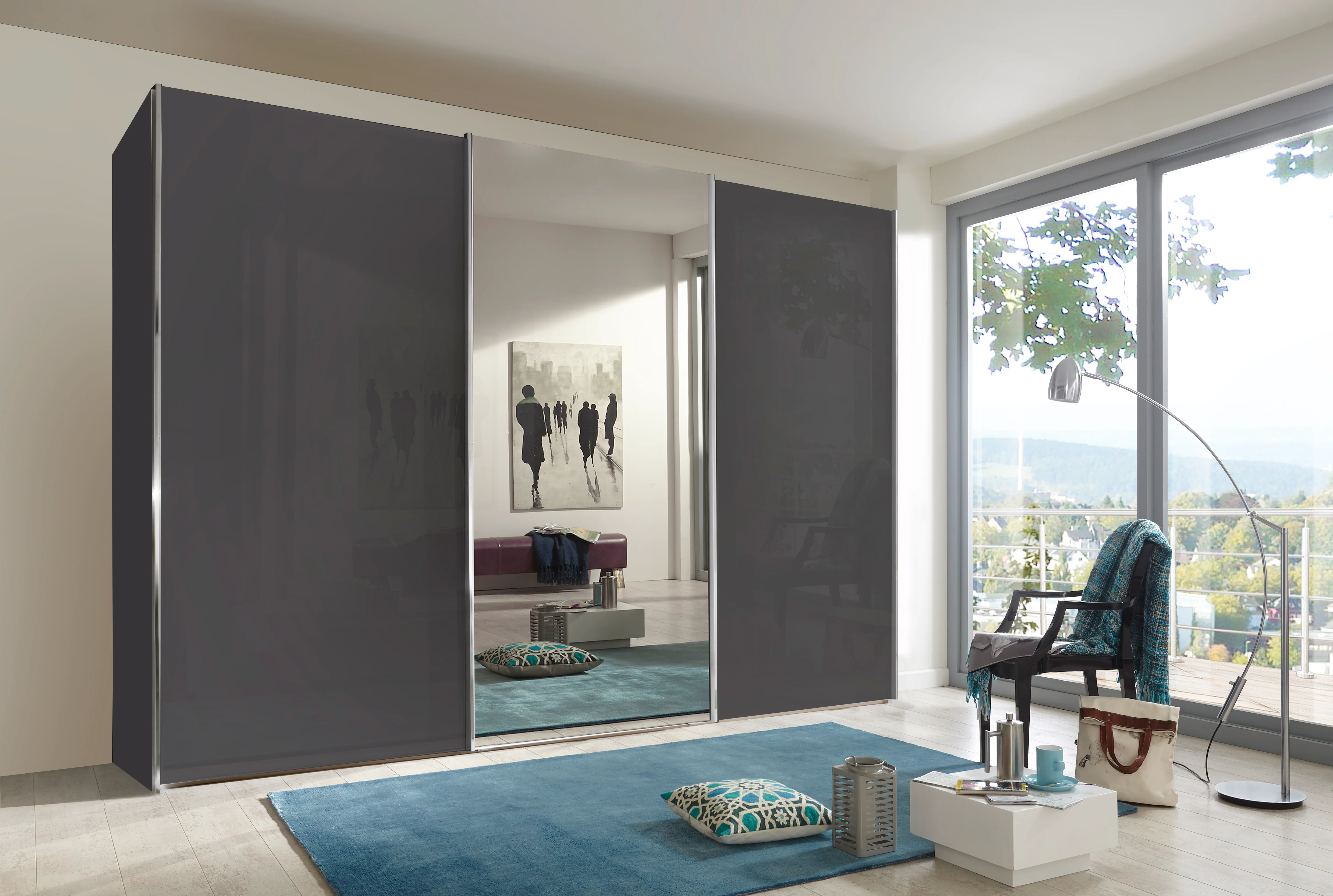 Miami Plus Wiemann 3 Door Sliding Wardrobe With Glass Door & Mirrored Door 300cm - Image 2