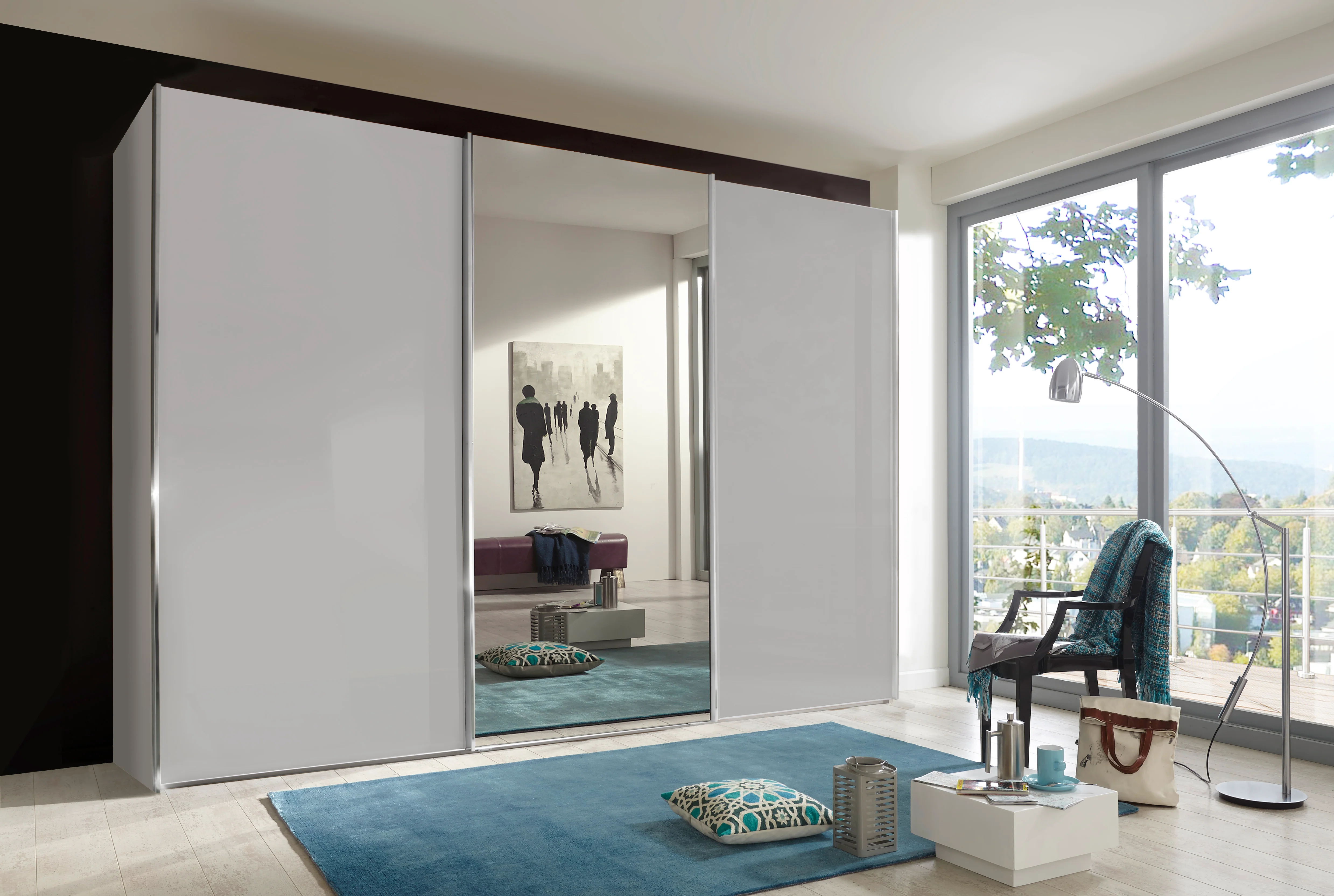 Miami Plus Wiemann 3 Door Sliding Wardrobe With Glass Door & Mirrored Door 300cm - Image 4