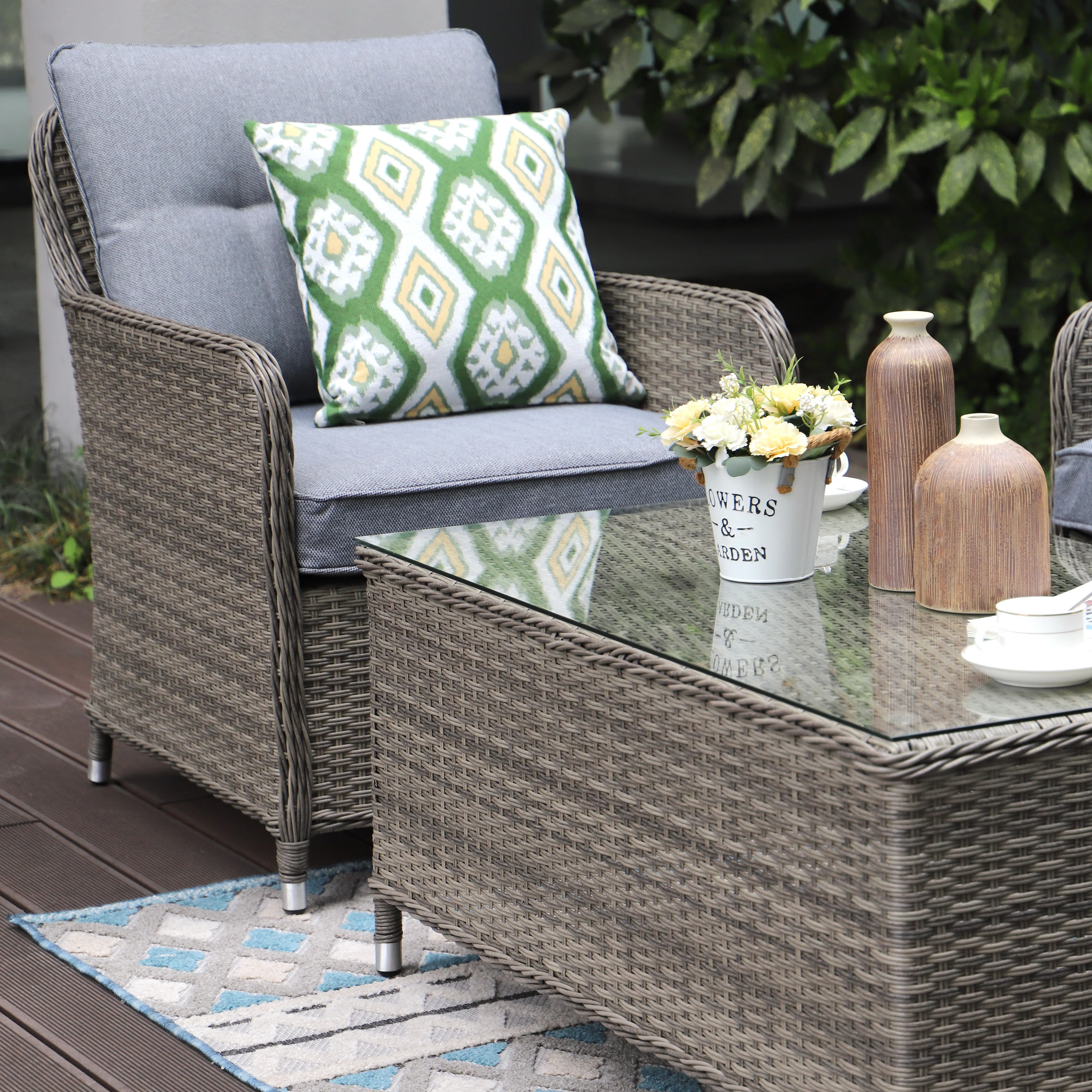 Milan Garden 2 Seater Sofa and Armchair Set - Image 3