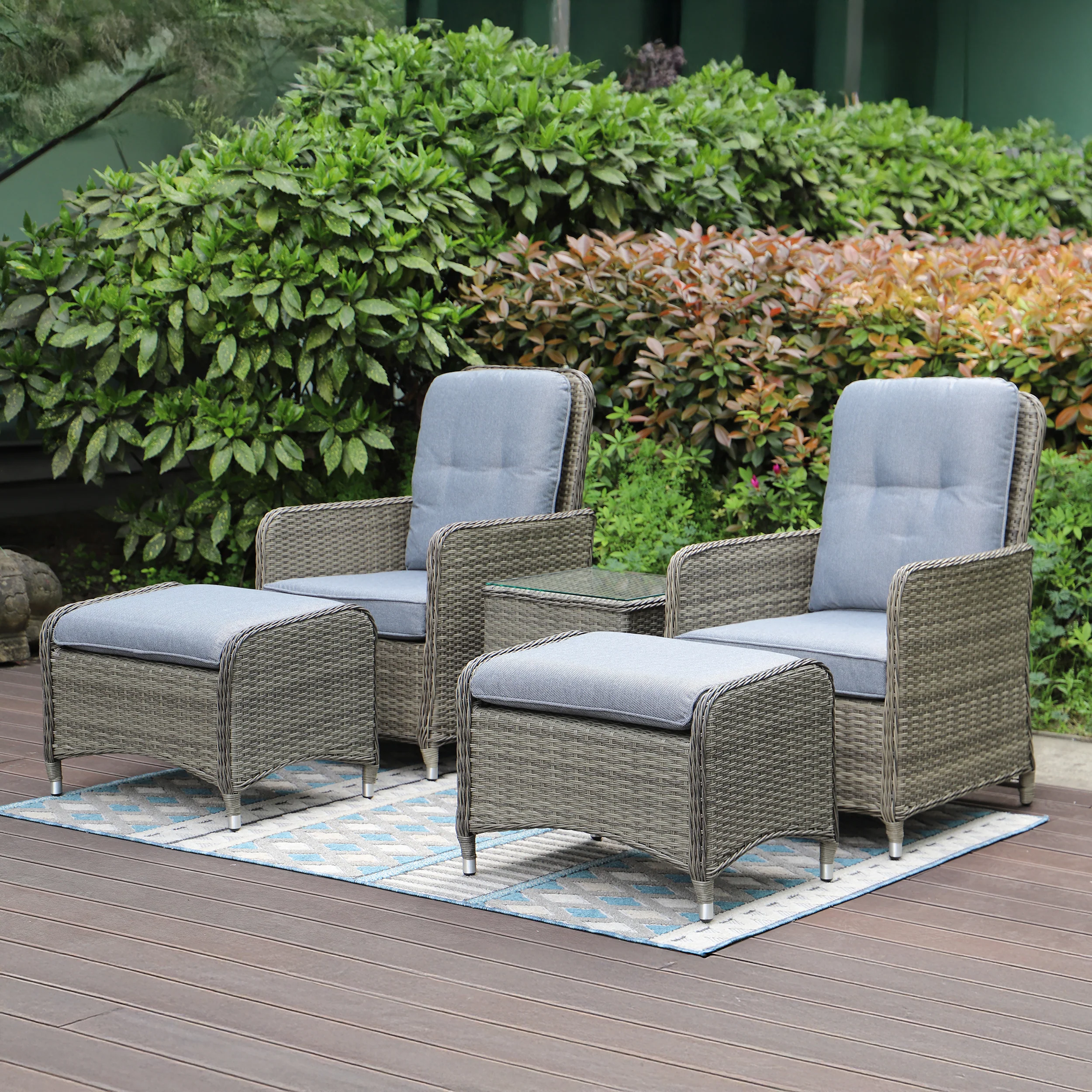 Milan Garden Reclining Lounge Companion Set - Image 3