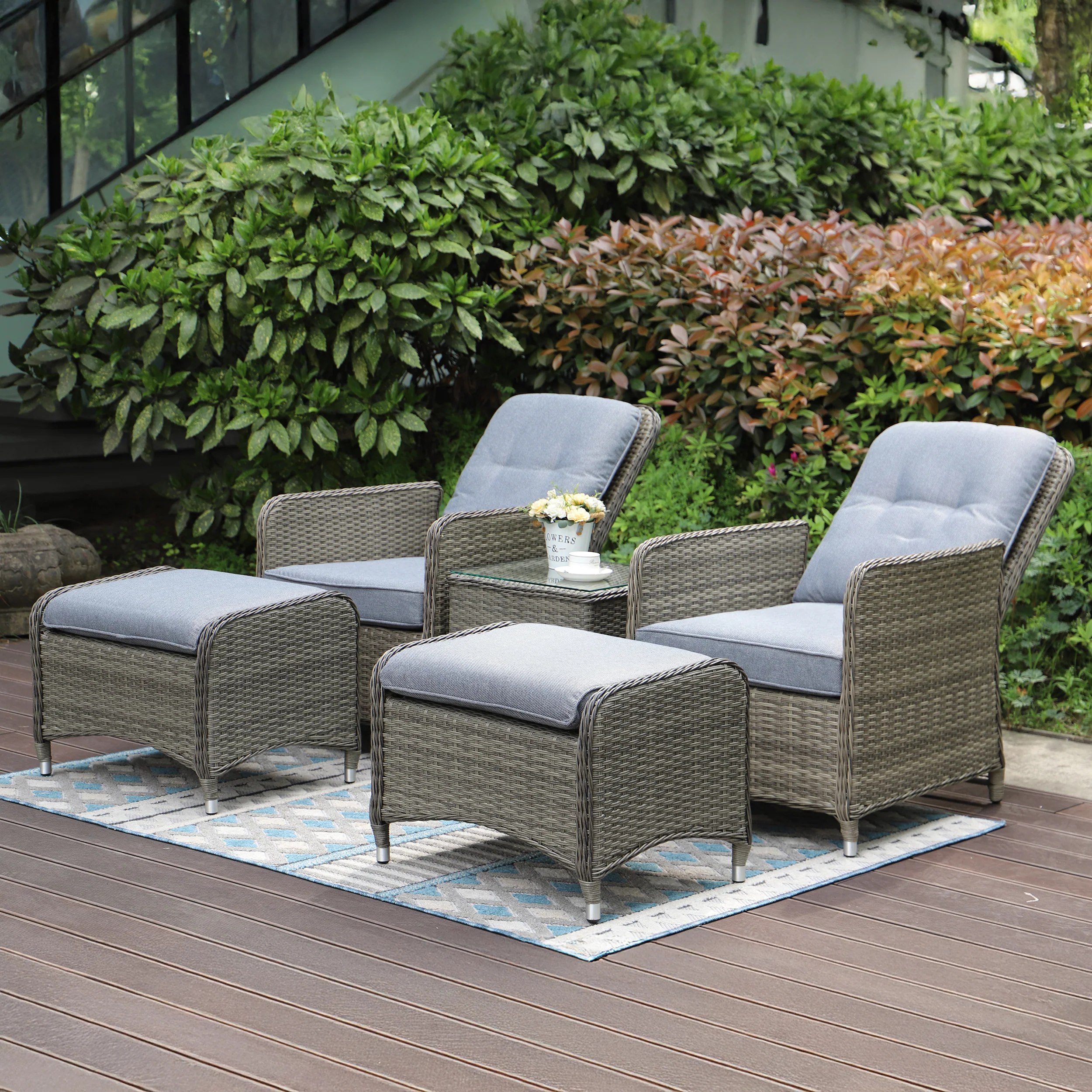 Milan Garden Reclining Lounge Companion Set - Image 4
