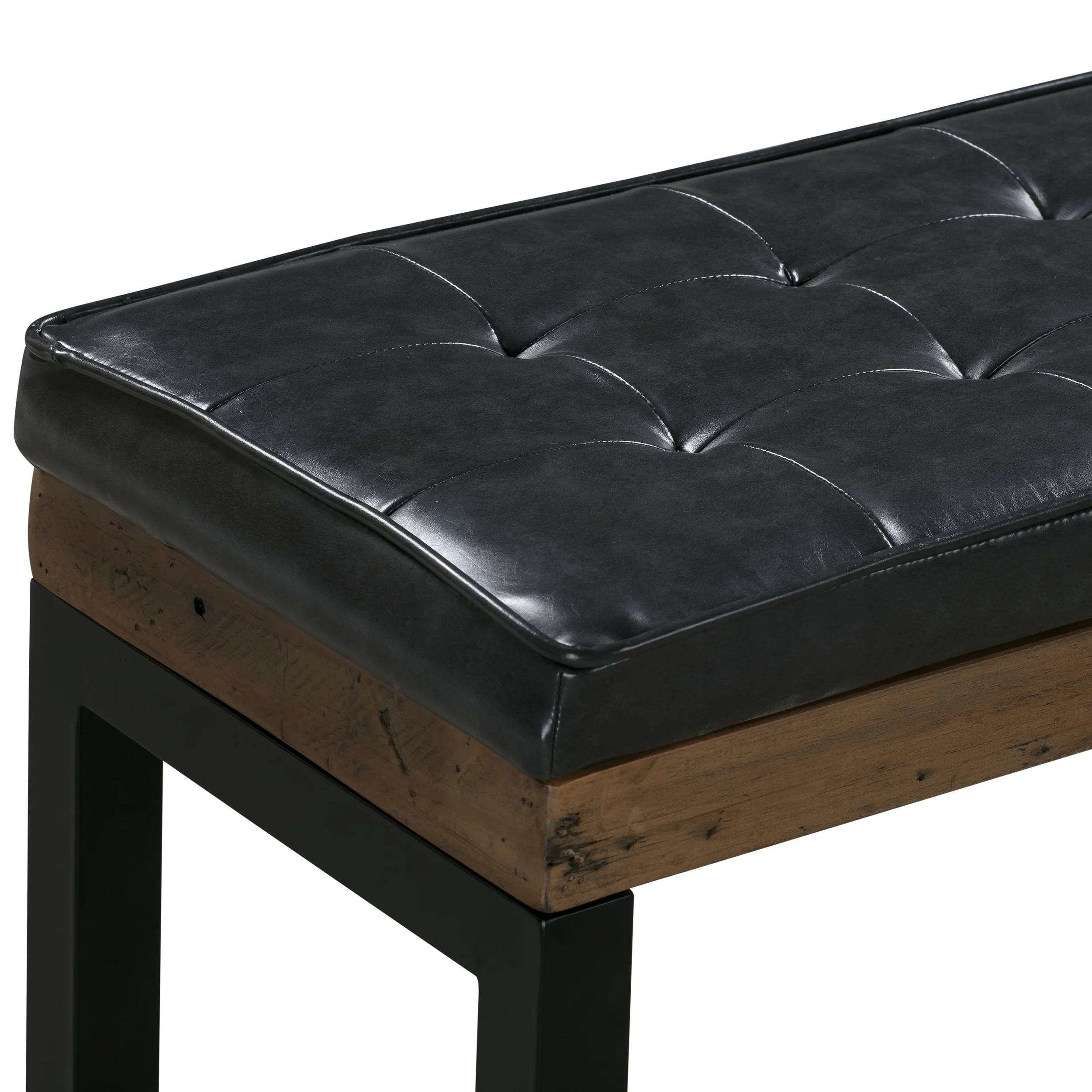 Nixon Faux Leather Bench Cushion | Vintage Black - Image 4