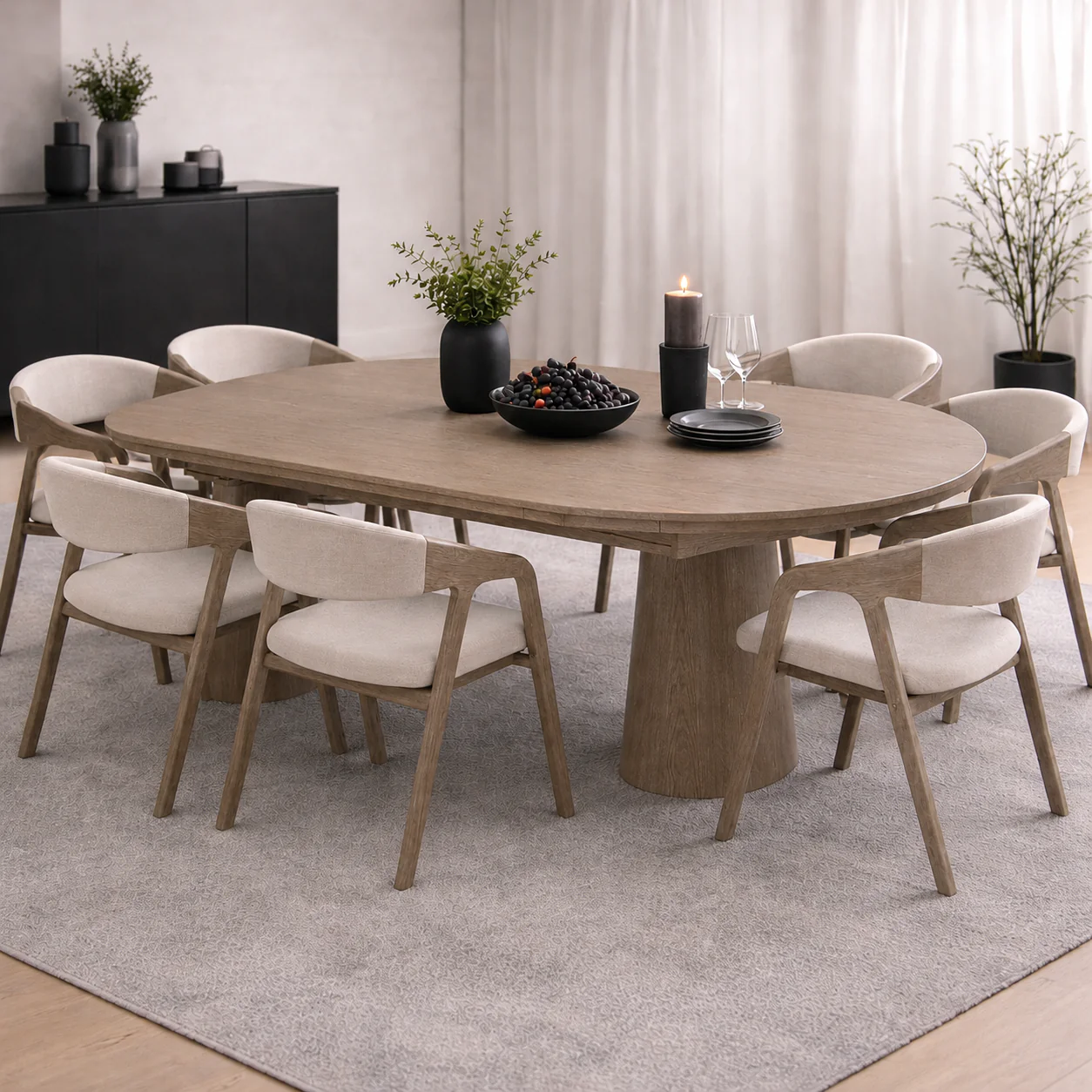 Nook Extending Oval Dining Table | Smoked Grey