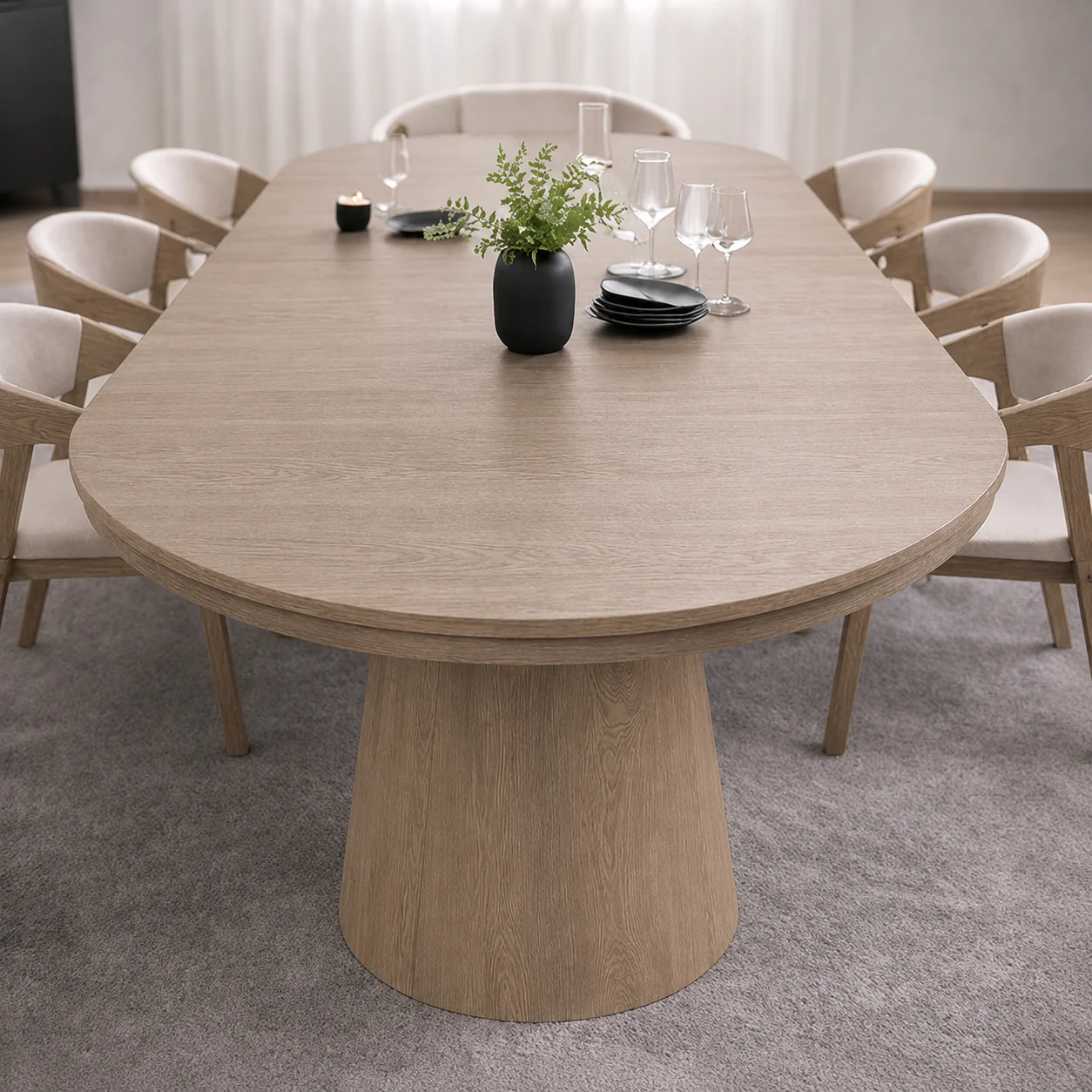 Nook Extending Oval Dining Table | Smoked Grey - Image 4
