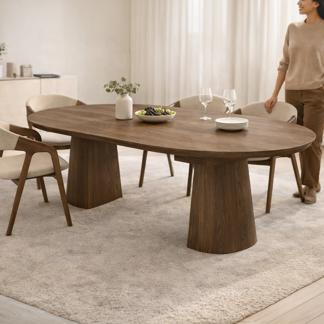 Nook Extending Oval Dining Table | Walnut
