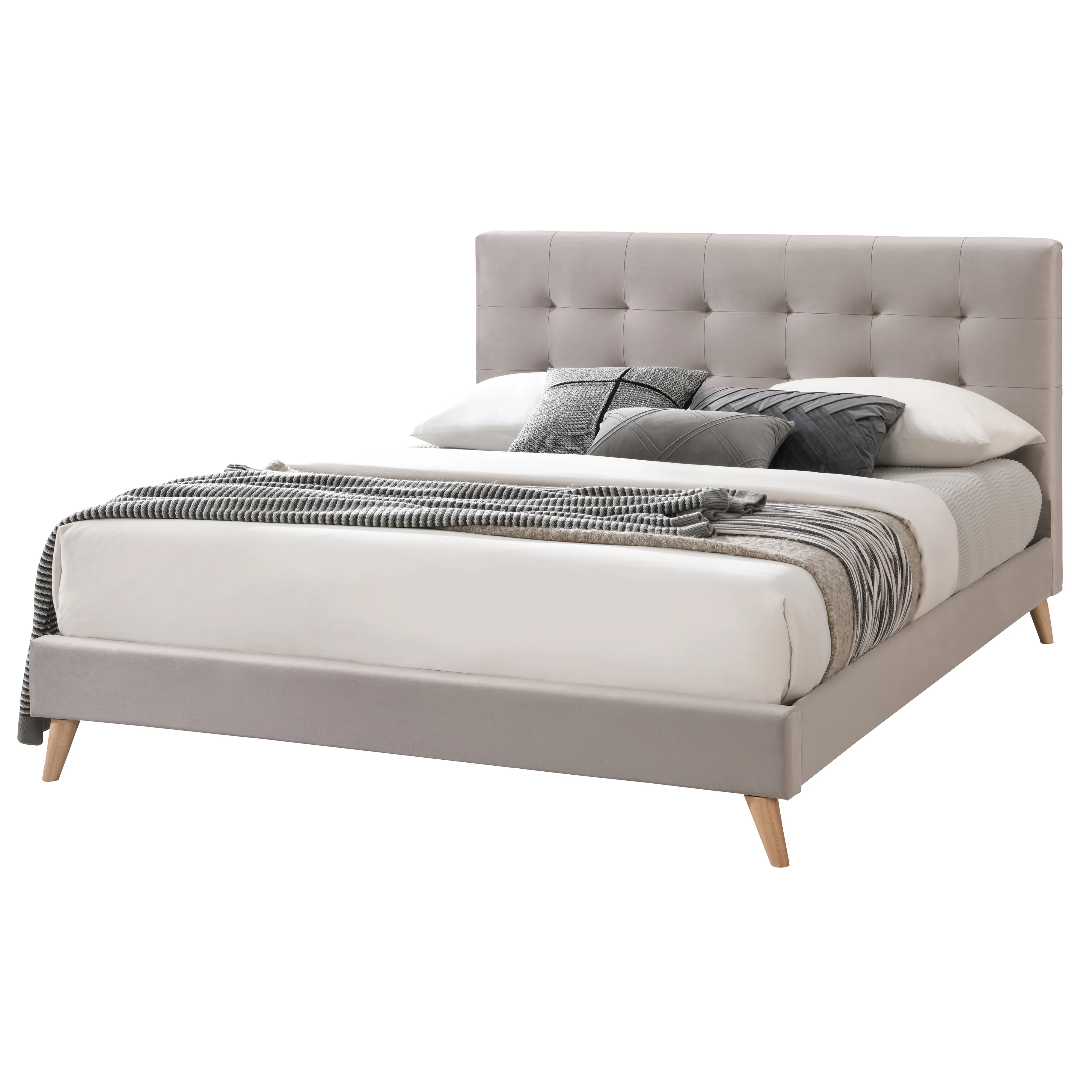 Novara 4ft 6' Double Fabric Bed | Brown - Image 2