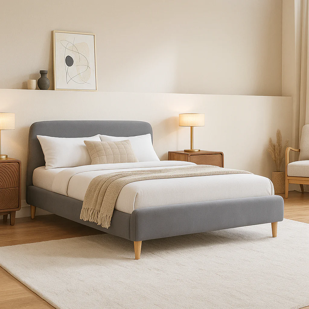 Otley 5ft Kingsize Fabric Bed | Charcoal