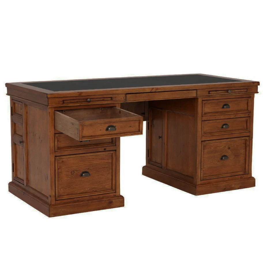 Oxford Antique Pine Large Double Pedestal Desk - Image 5