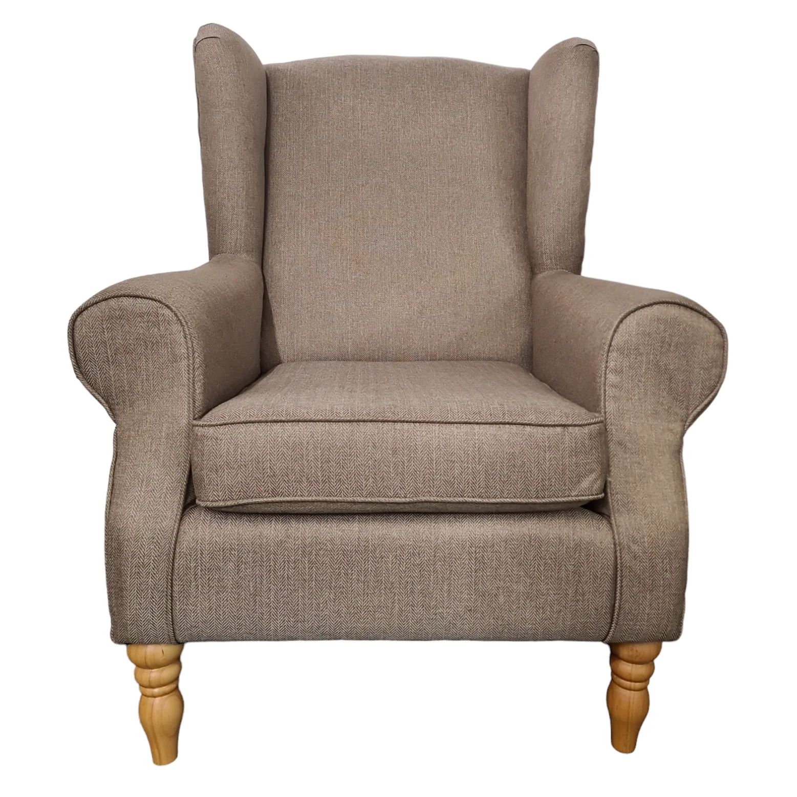 Oxford Light Brown Wingback Armchair - Image 3