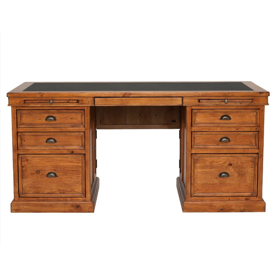 Oxford Light Pine Large Double Pedestal Desk - Image 4