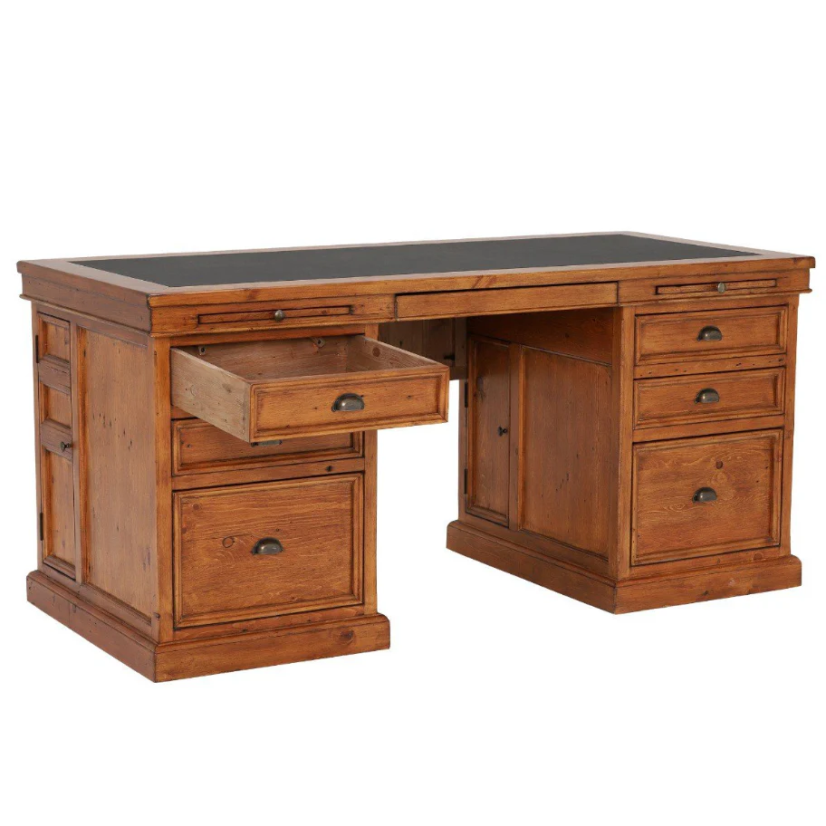 Oxford Light Pine Large Double Pedestal Desk - Image 5