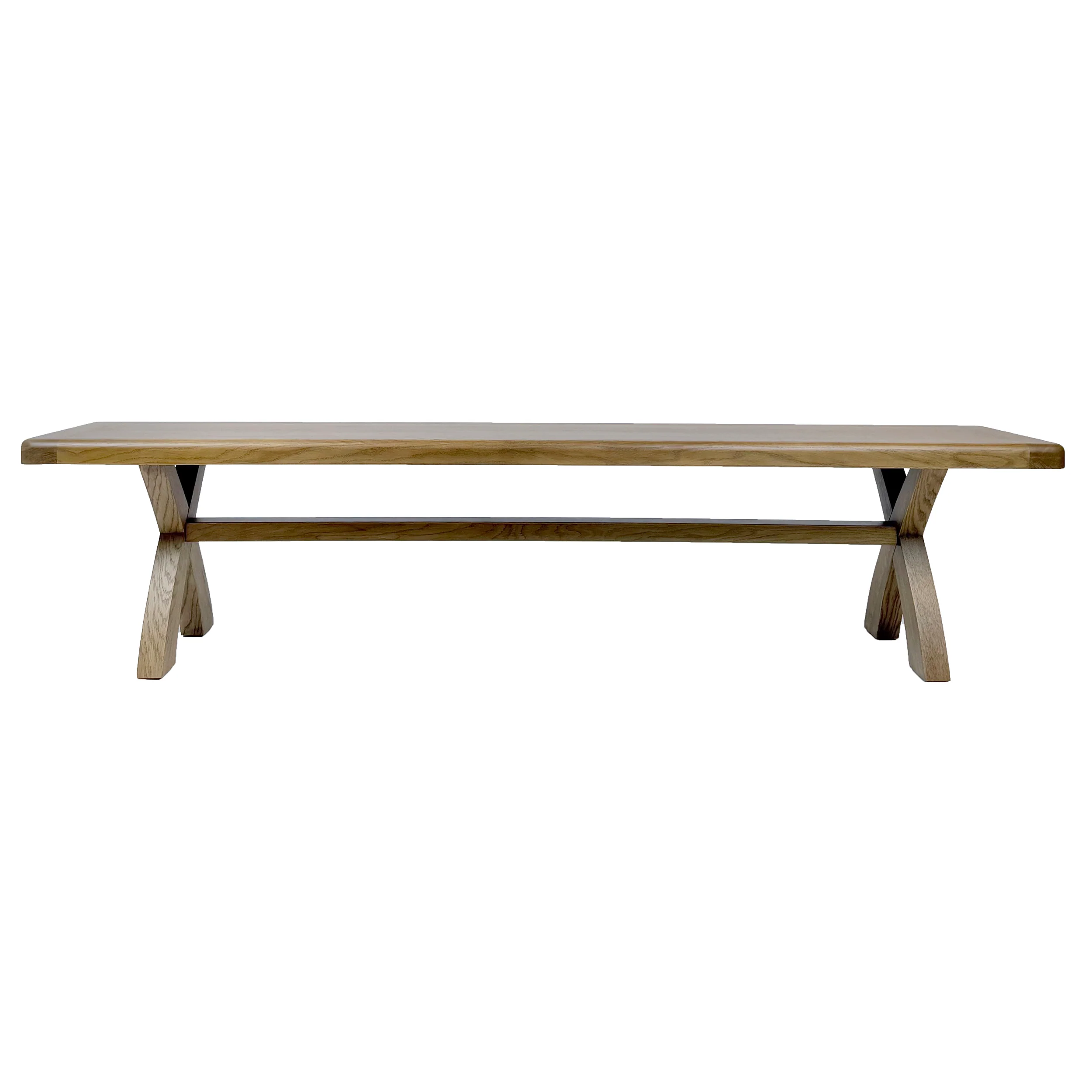 Raithwaite Rustic Oak 2m Cross Leg Bench - Image 4