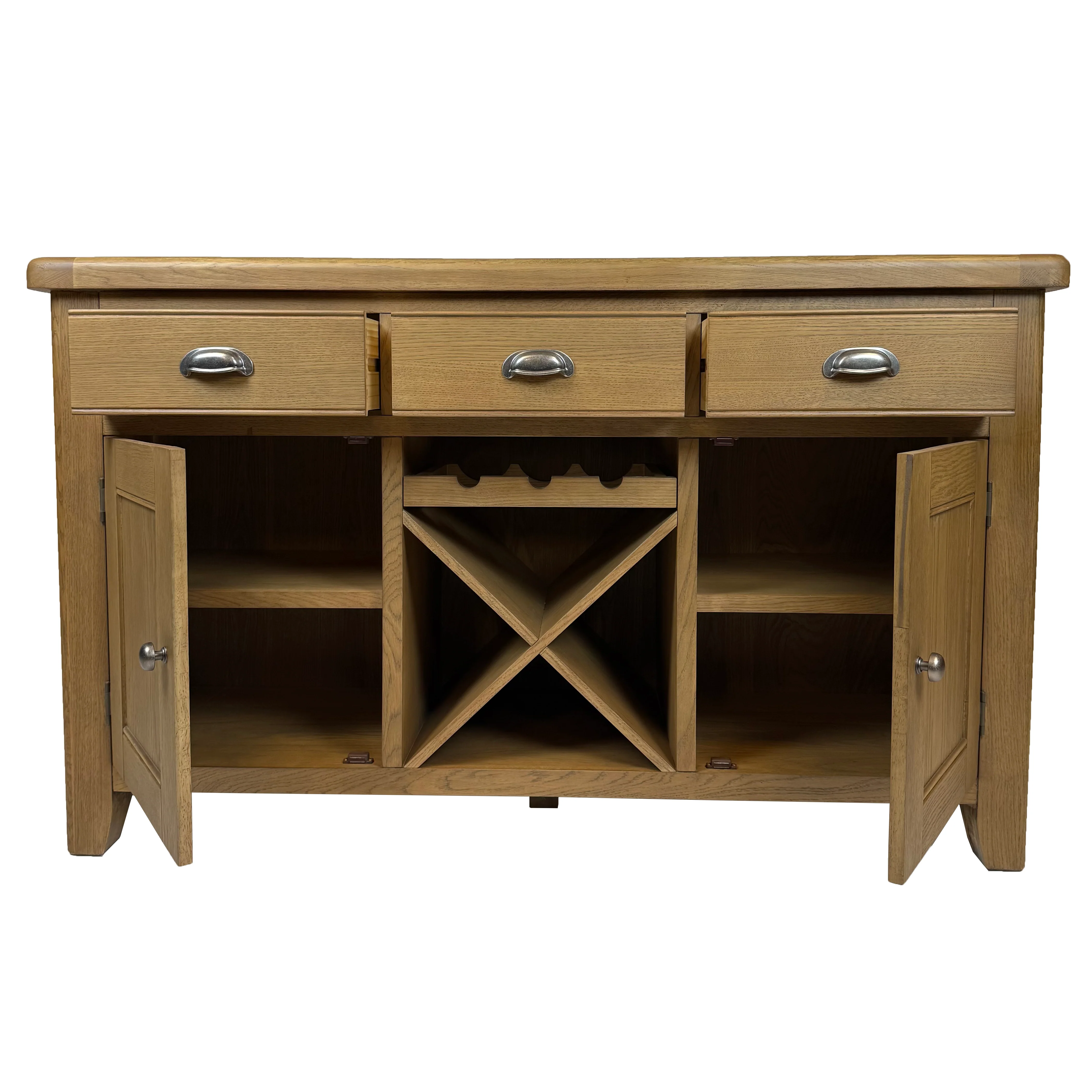 Raithwaite Rustic Oak Large Sideboard Wine Rack - Image 4