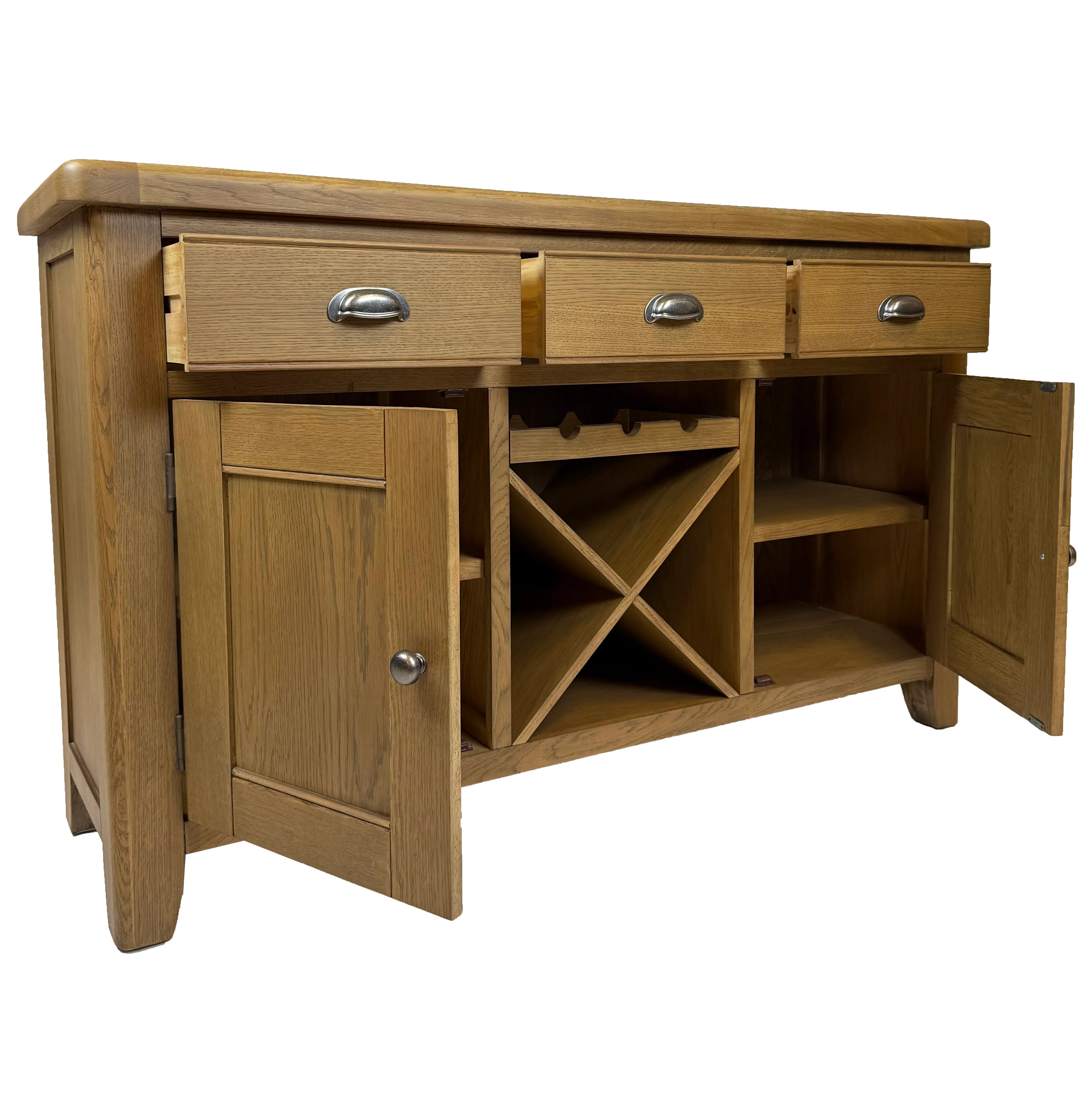 Raithwaite Rustic Oak Large Sideboard Wine Rack - Image 5
