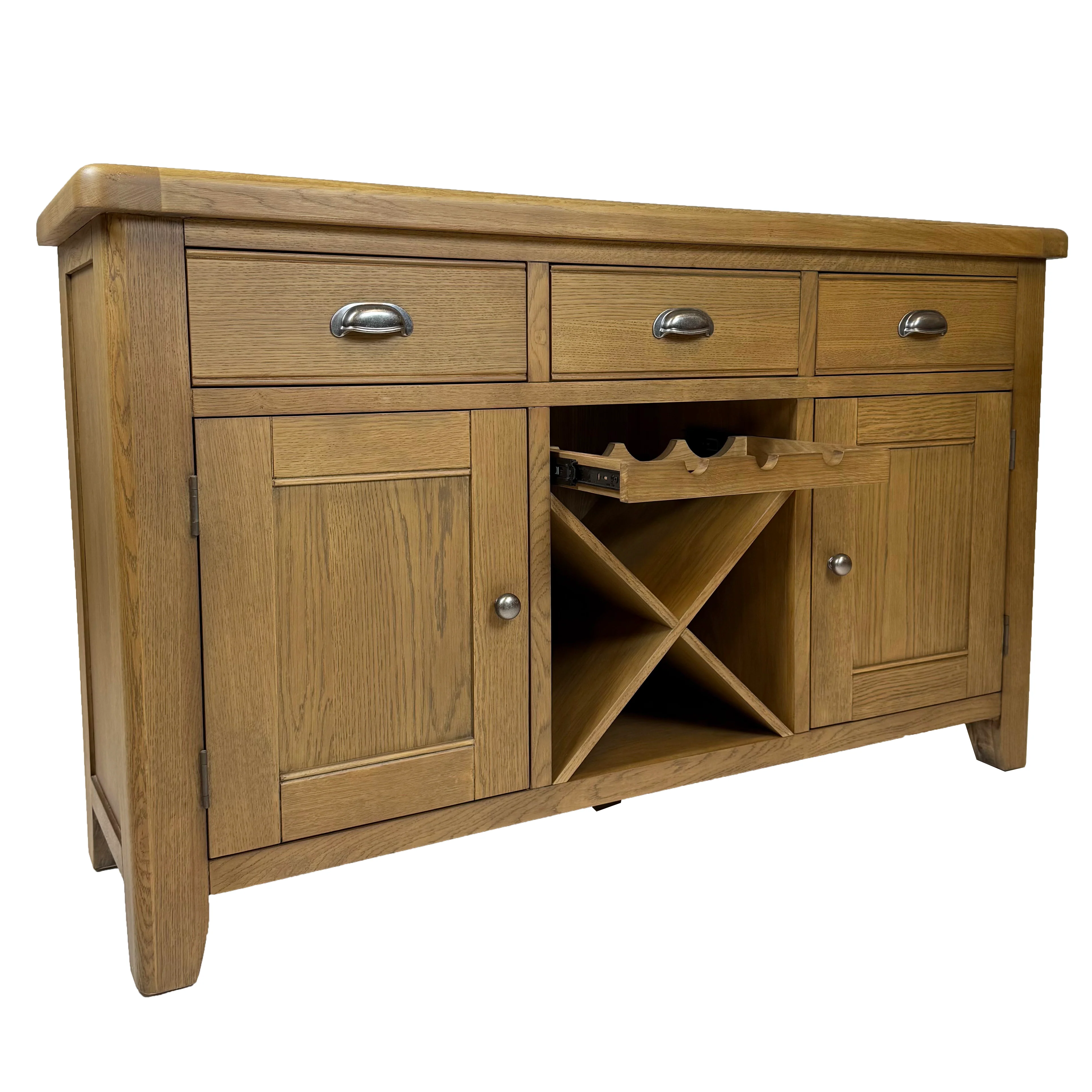 Raithwaite Rustic Oak Large Sideboard Wine Rack - Image 6