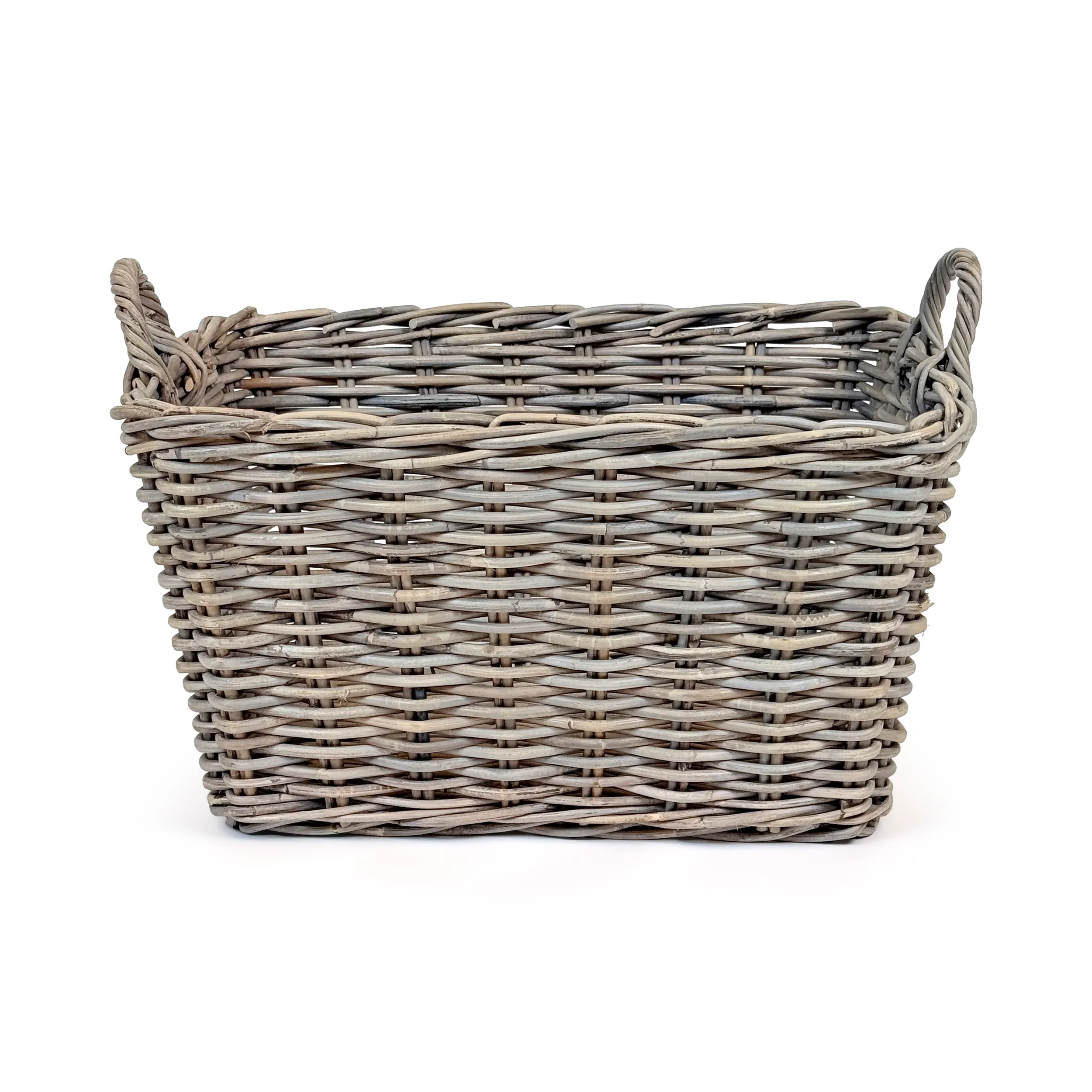 Rectangular Grey Wicker Log Storage Basket - Image 2