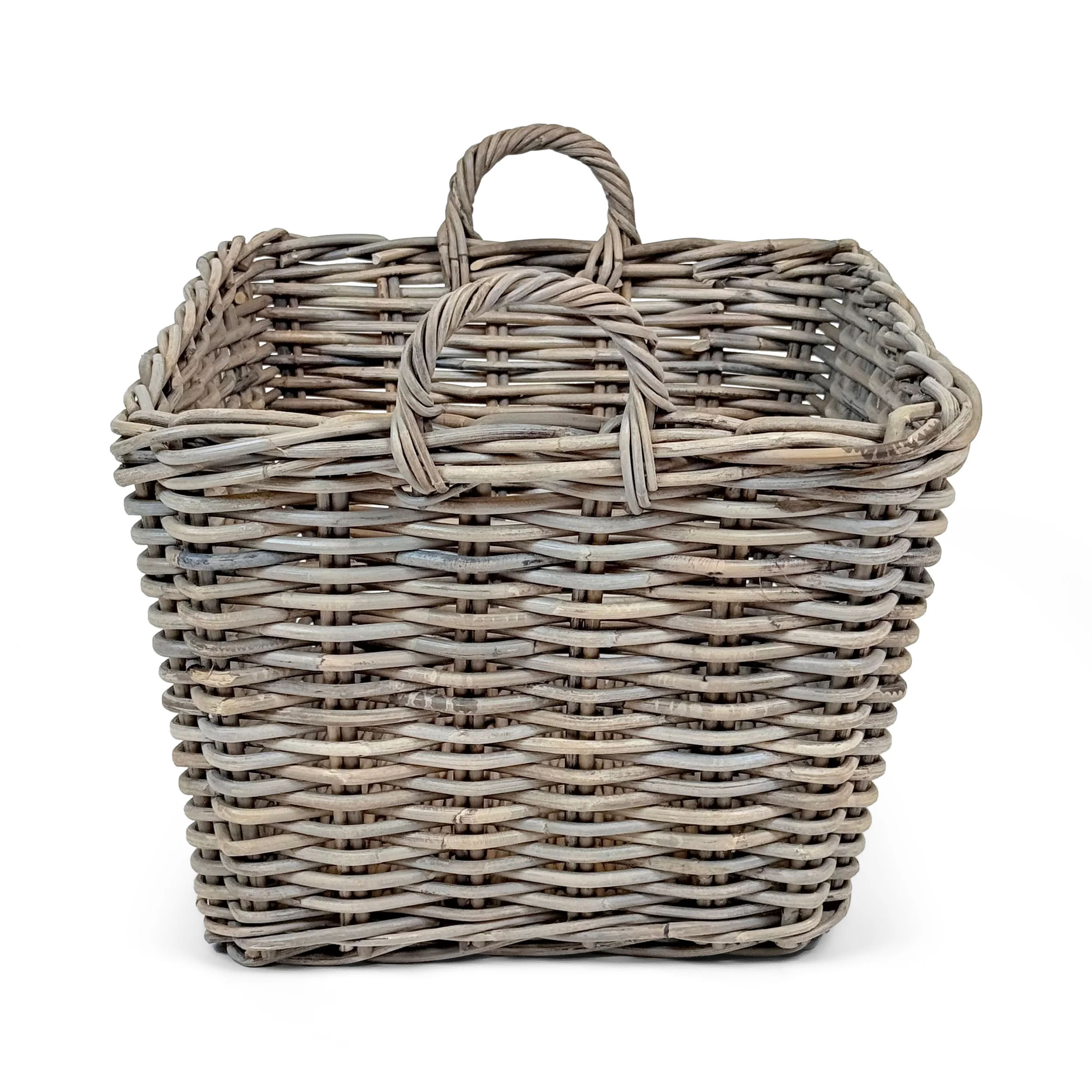 Rectangular Grey Wicker Log Storage Basket - Image 3