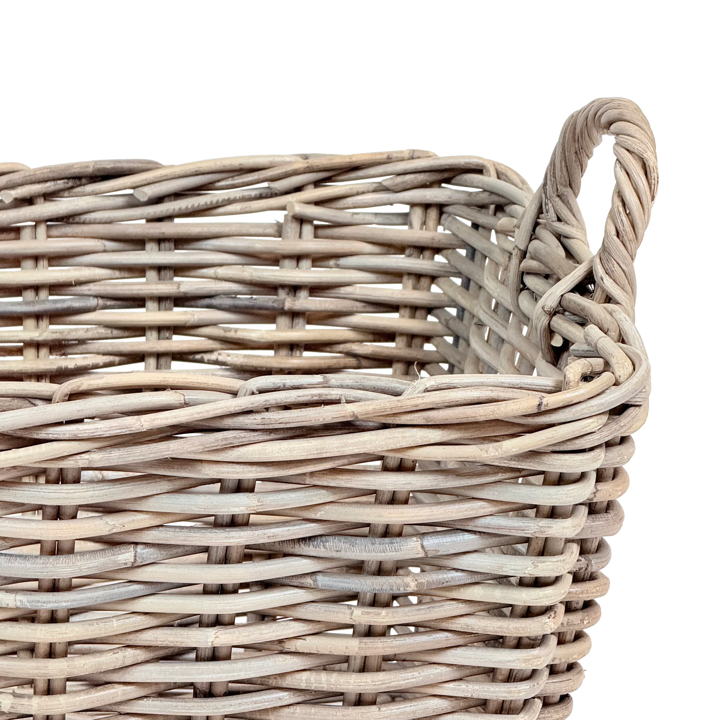 Rectangular Grey Wicker Log Storage Basket - Image 4