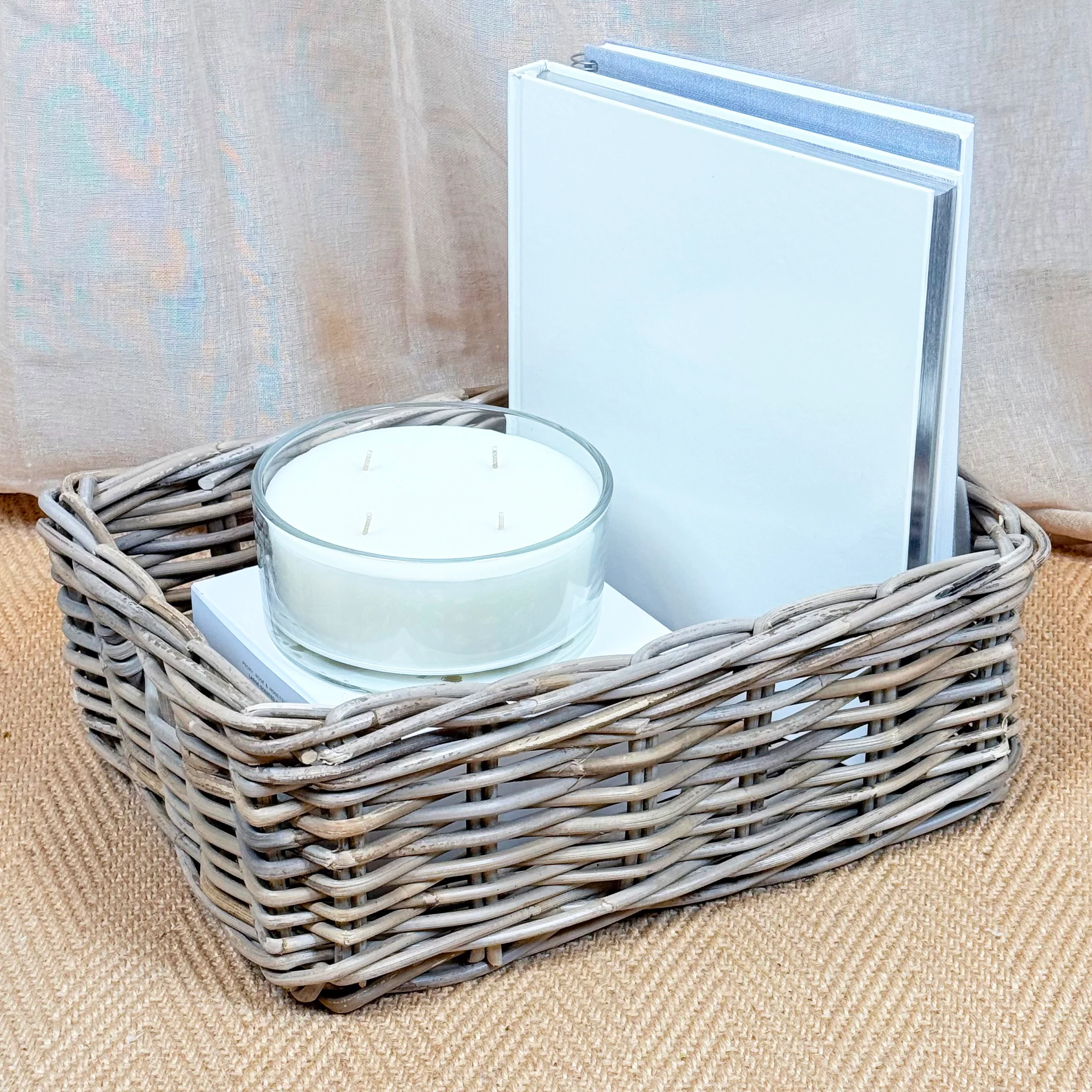 Rectangular Kubu Rattan Wicker Storage Baskets | Small