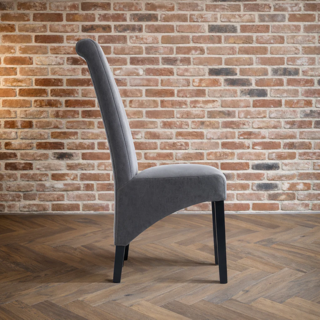 Rhianna Antique Faux Leather Button Back Dining Chair | Grey - Image 2