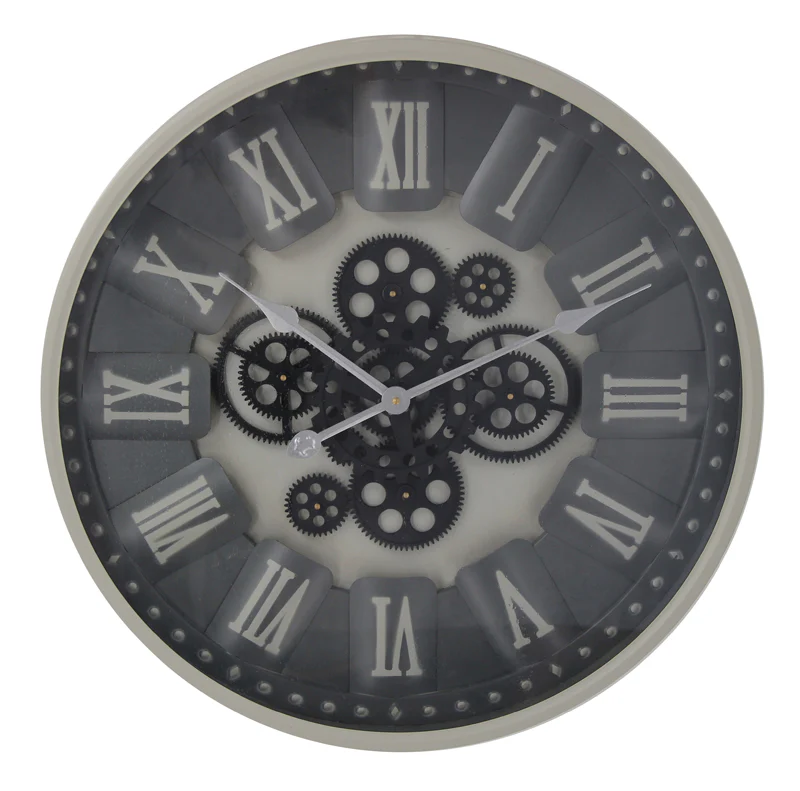 Round Modern Navy Cogs Wall Clock | Roman Numerals | 59 cm - Image 2