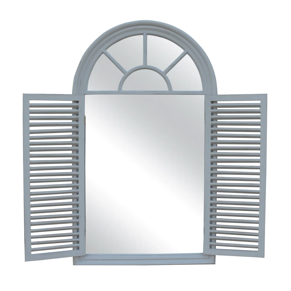 Shutter Style Window Mirror | Antique Taupe