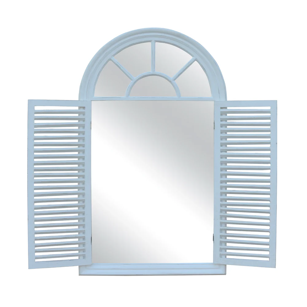 Shutter Style Window Mirror | Stone Grey