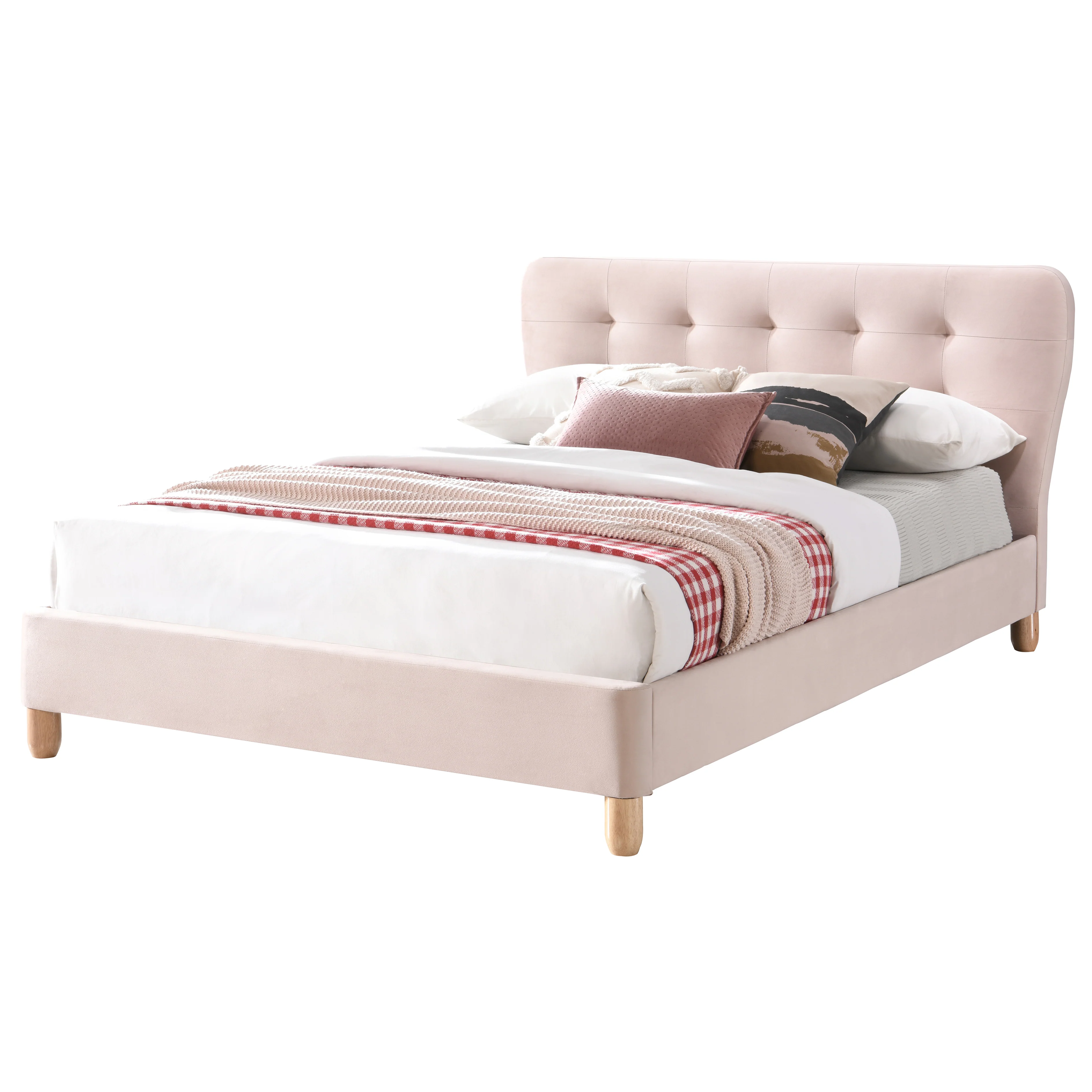 Stockholm 5ft Kingsize Fabric Bed | Blush - Image 2