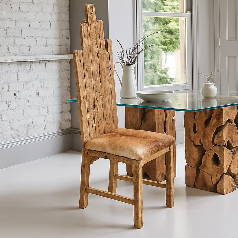 Teak Root Goats Skin Dining Chair