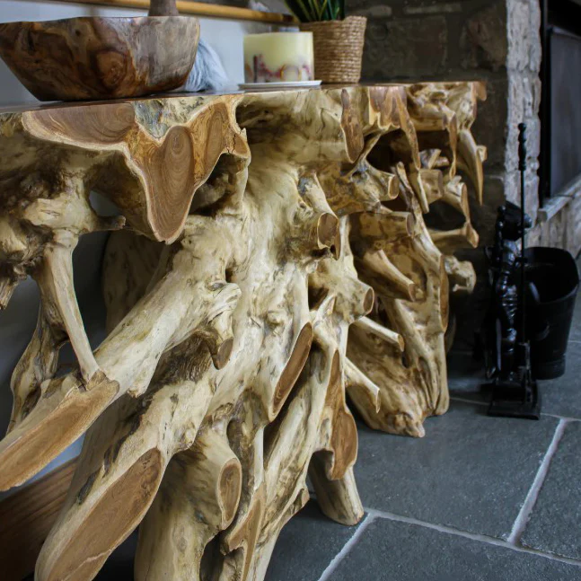 Teak Root Large Console Table | Without Glass - Image 2