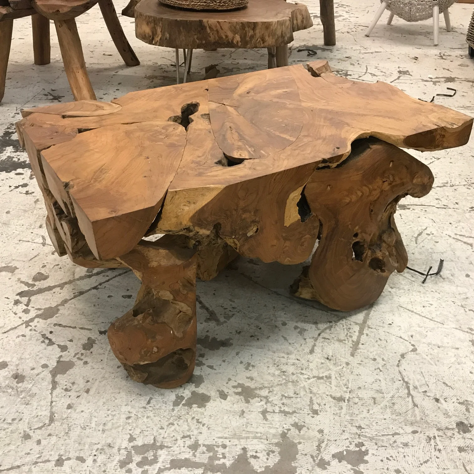 Teak Root Square Coffee Table | Without Glass