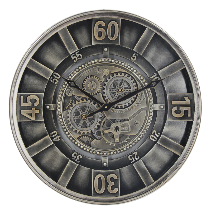 Vintage Spintime Pewter Cog Clock | 60 cm - Image 2