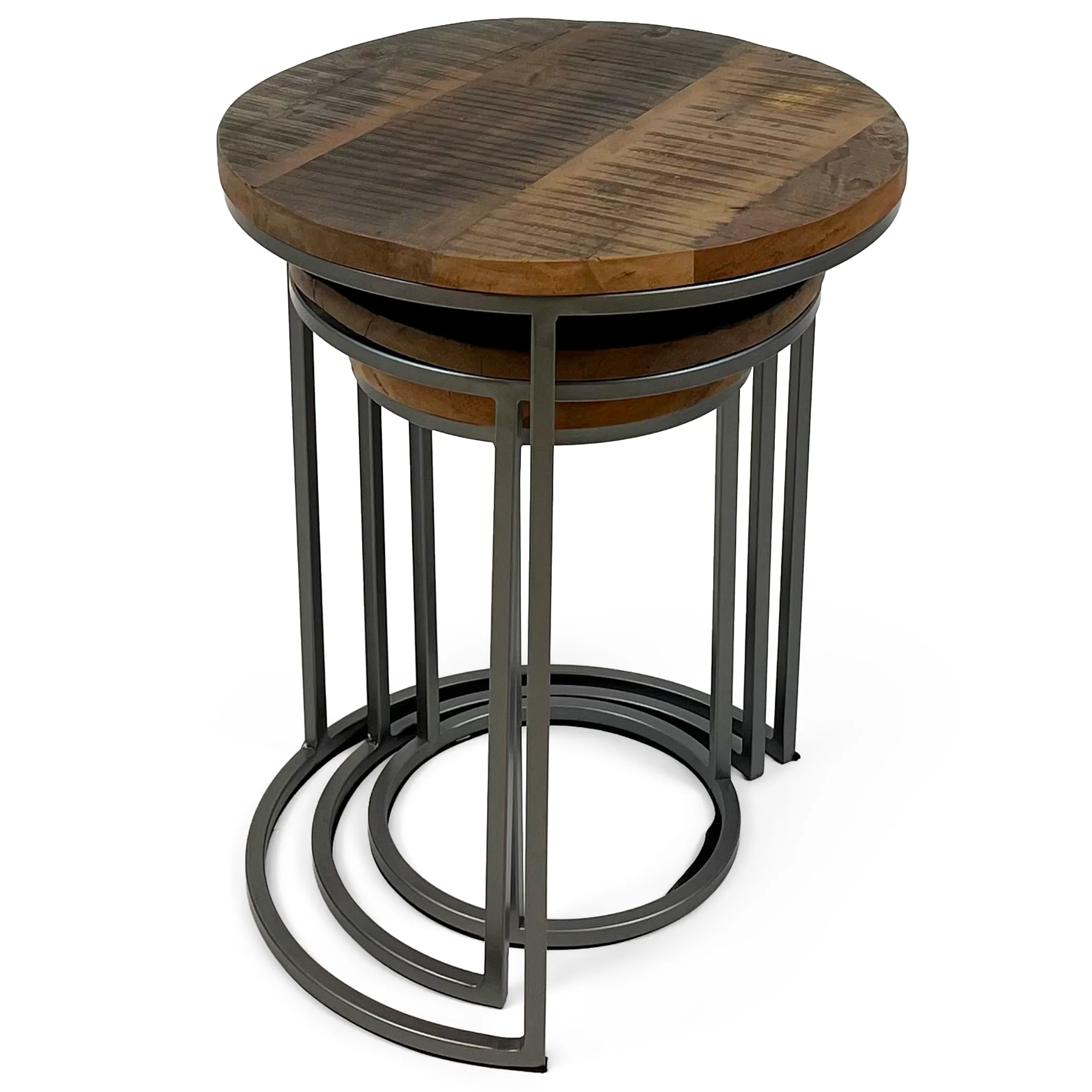 Vishnu Industrial Round Nest of 3 Tables - Image 3