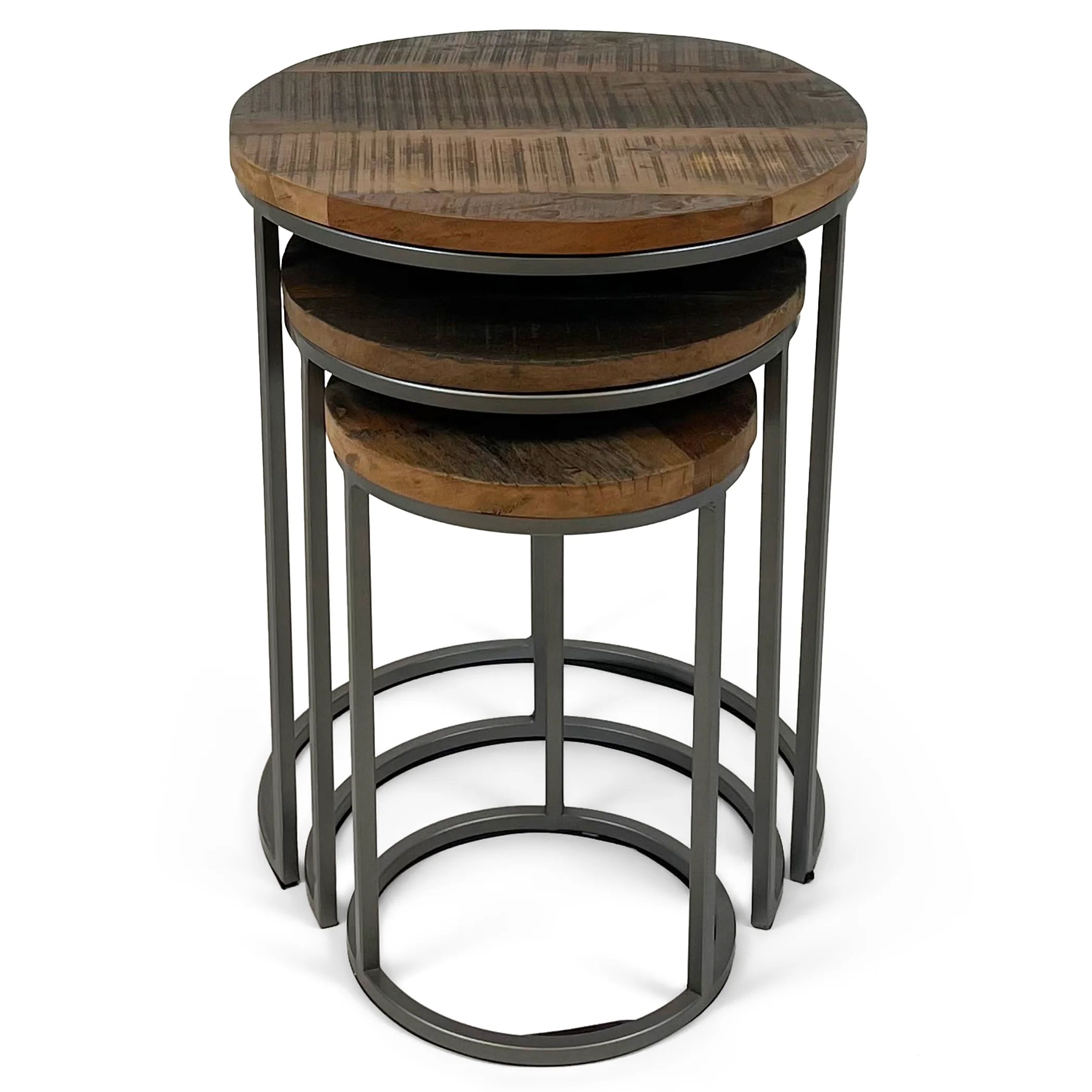Vishnu Industrial Round Nest of 3 Tables - Image 4