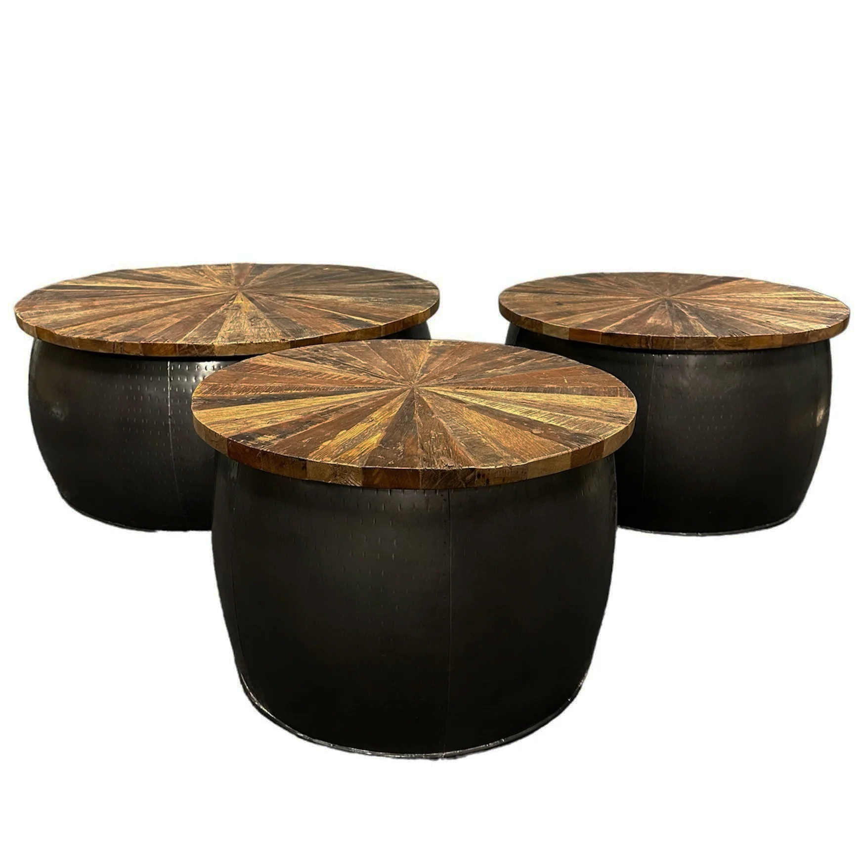 Vishnu Rail Track Drum Coffee Table | Large - Image 4