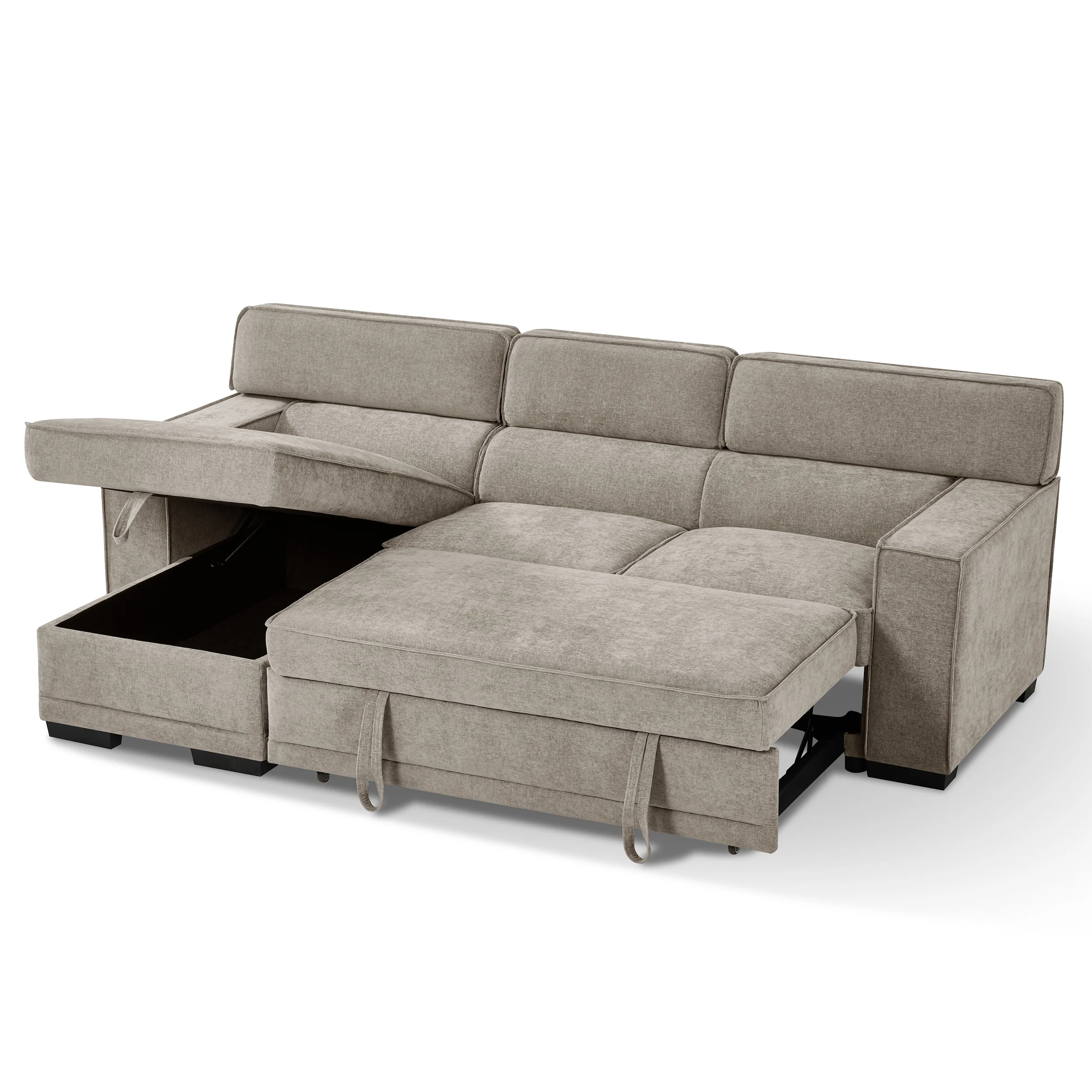 Wentworth 3 Seater Modular Pull Out Sofa Bed | Brown - Image 3