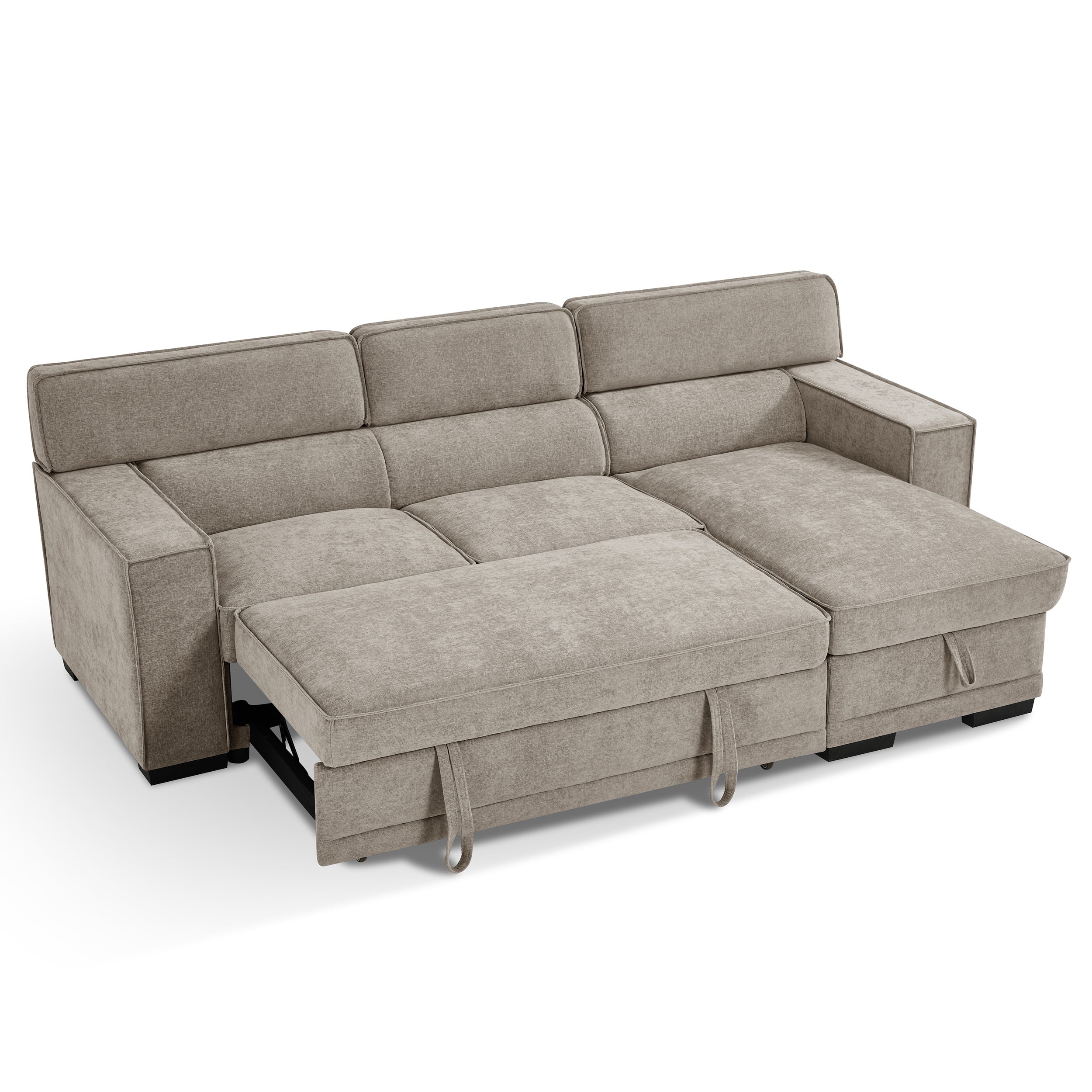 Wentworth 3 Seater Modular Pull Out Sofa Bed | Brown - Image 4