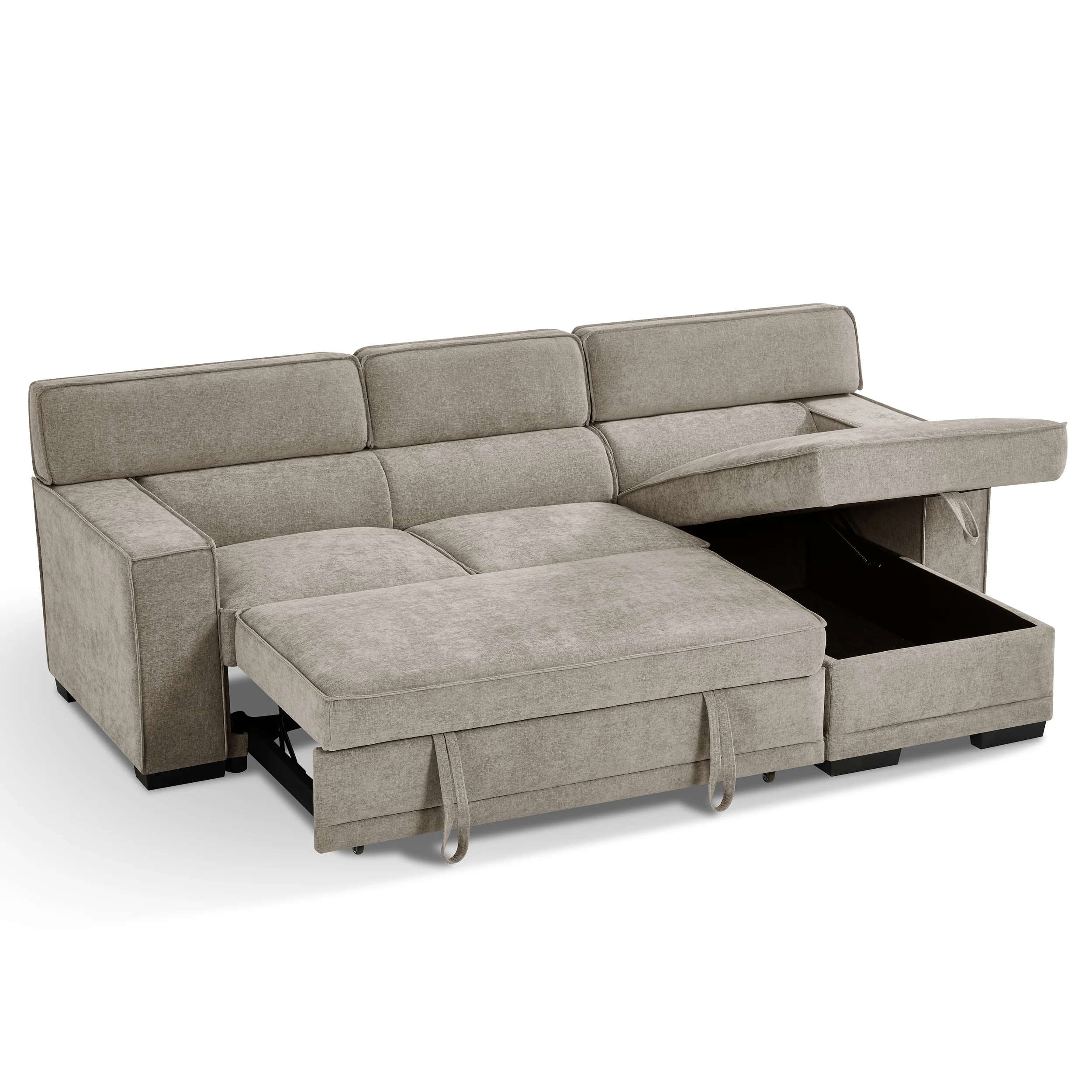 Wentworth 3 Seater Modular Pull Out Sofa Bed | Brown - Image 5