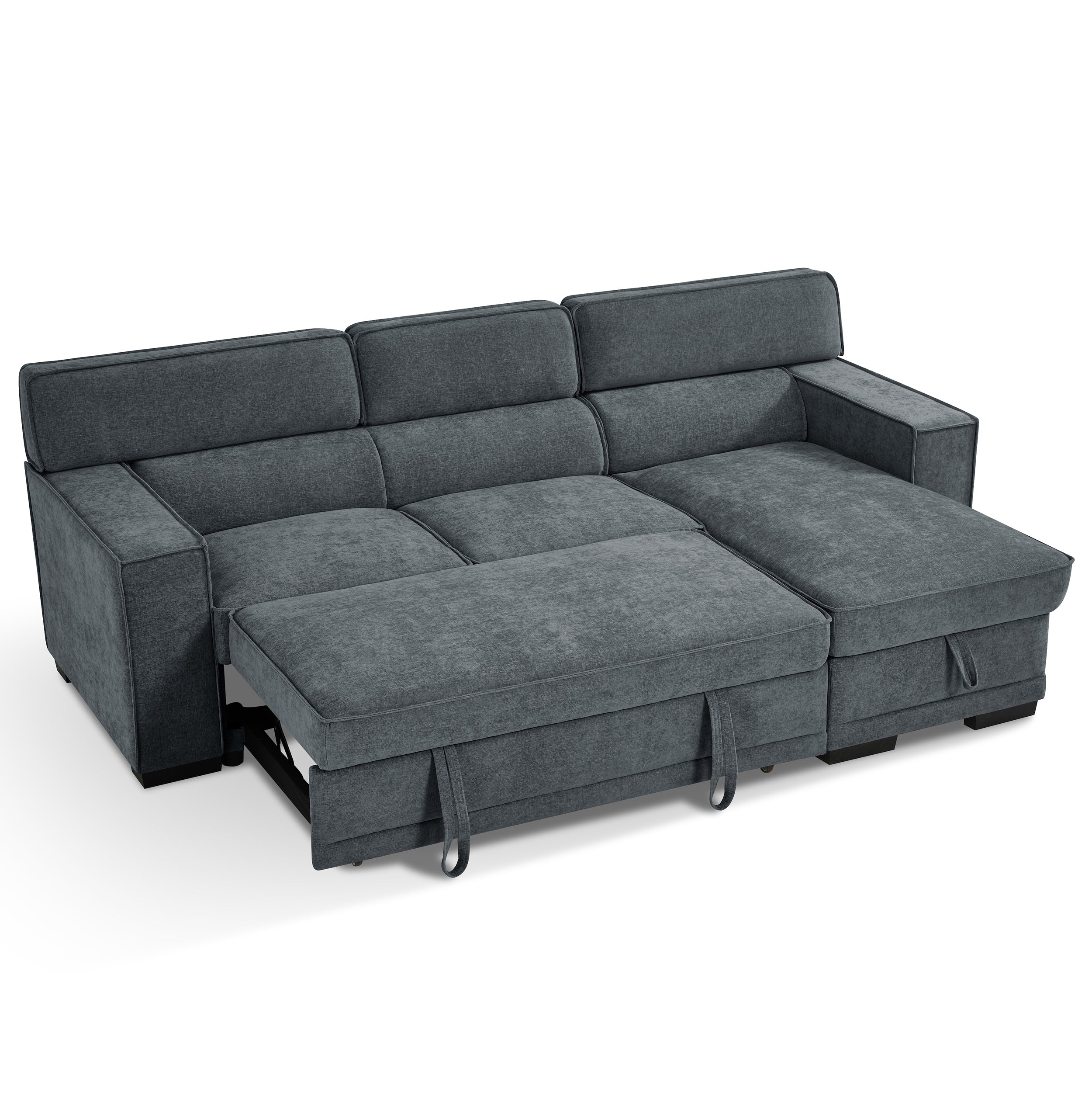 Wentworth 3 Seater Modular Pull Out Sofa Bed | Dark Grey - Image 4