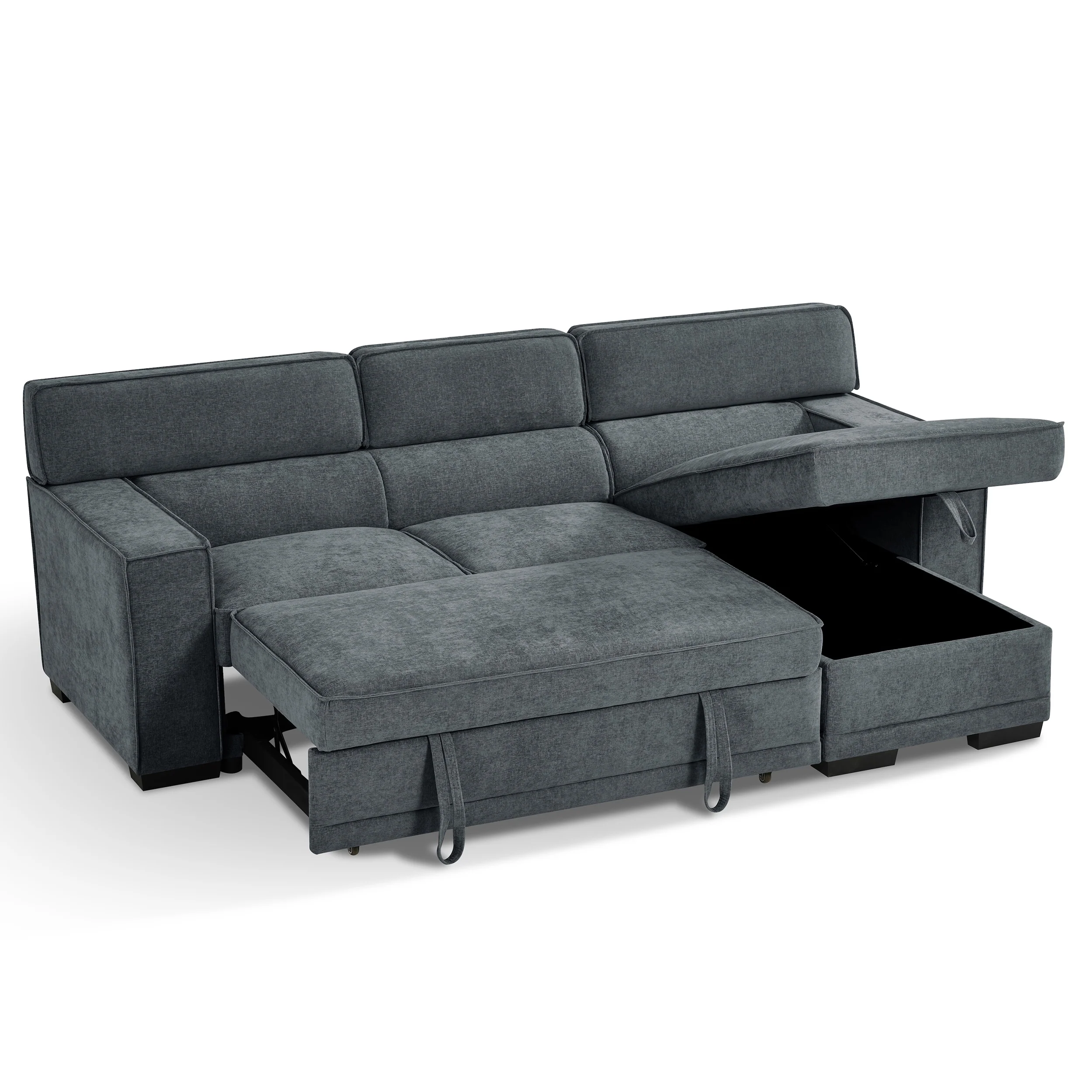 Wentworth 3 Seater Modular Pull Out Sofa Bed | Dark Grey - Image 5