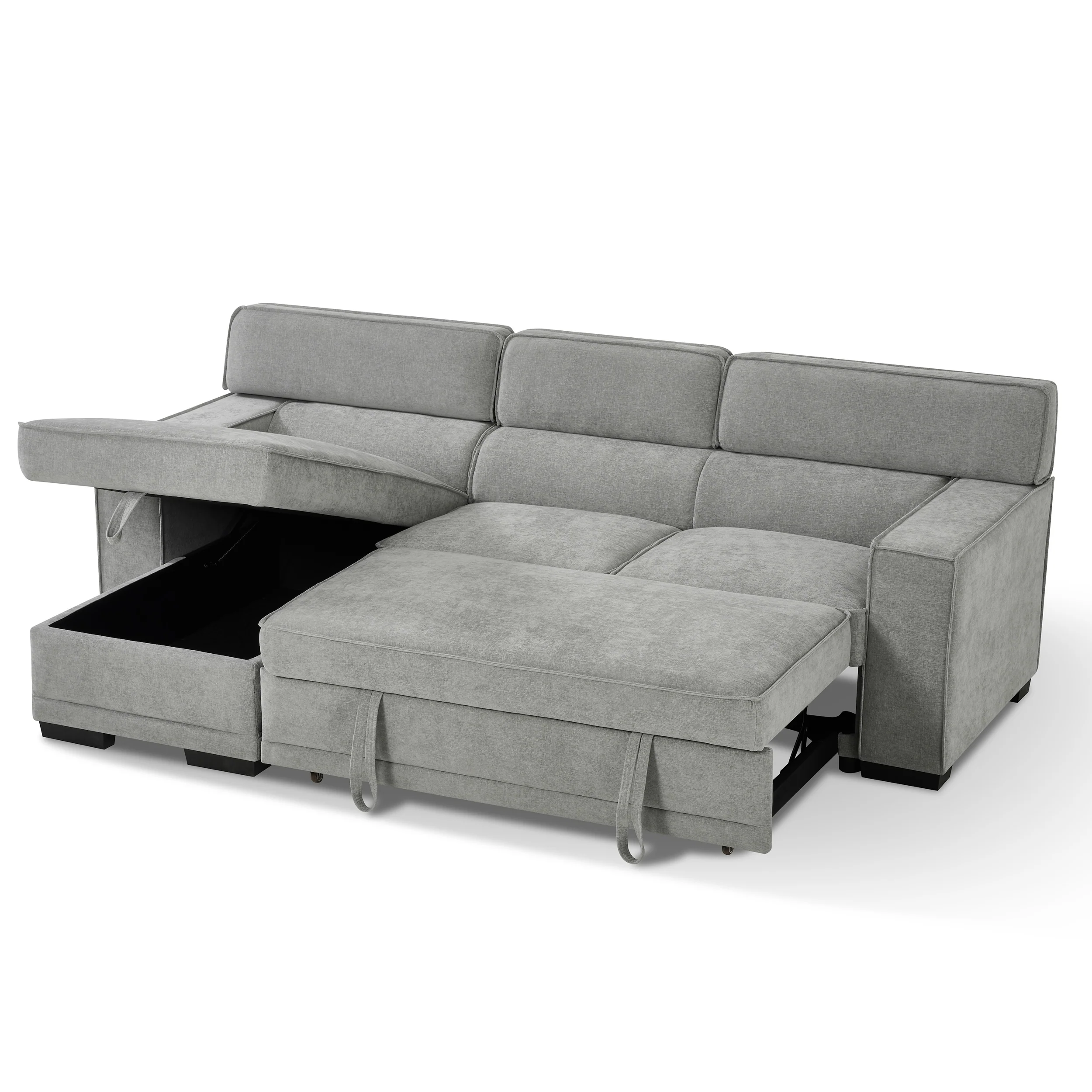 Wentworth 3 Seater Modular Pull Out Sofa Bed | Grey - Image 3